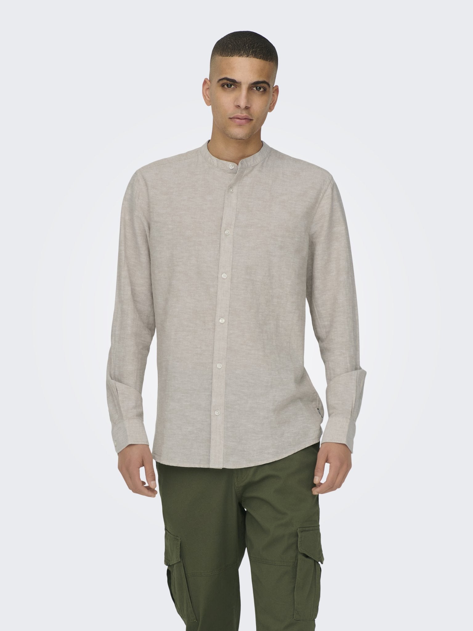 Only & Sons Herren Hemden lang Chinchilla