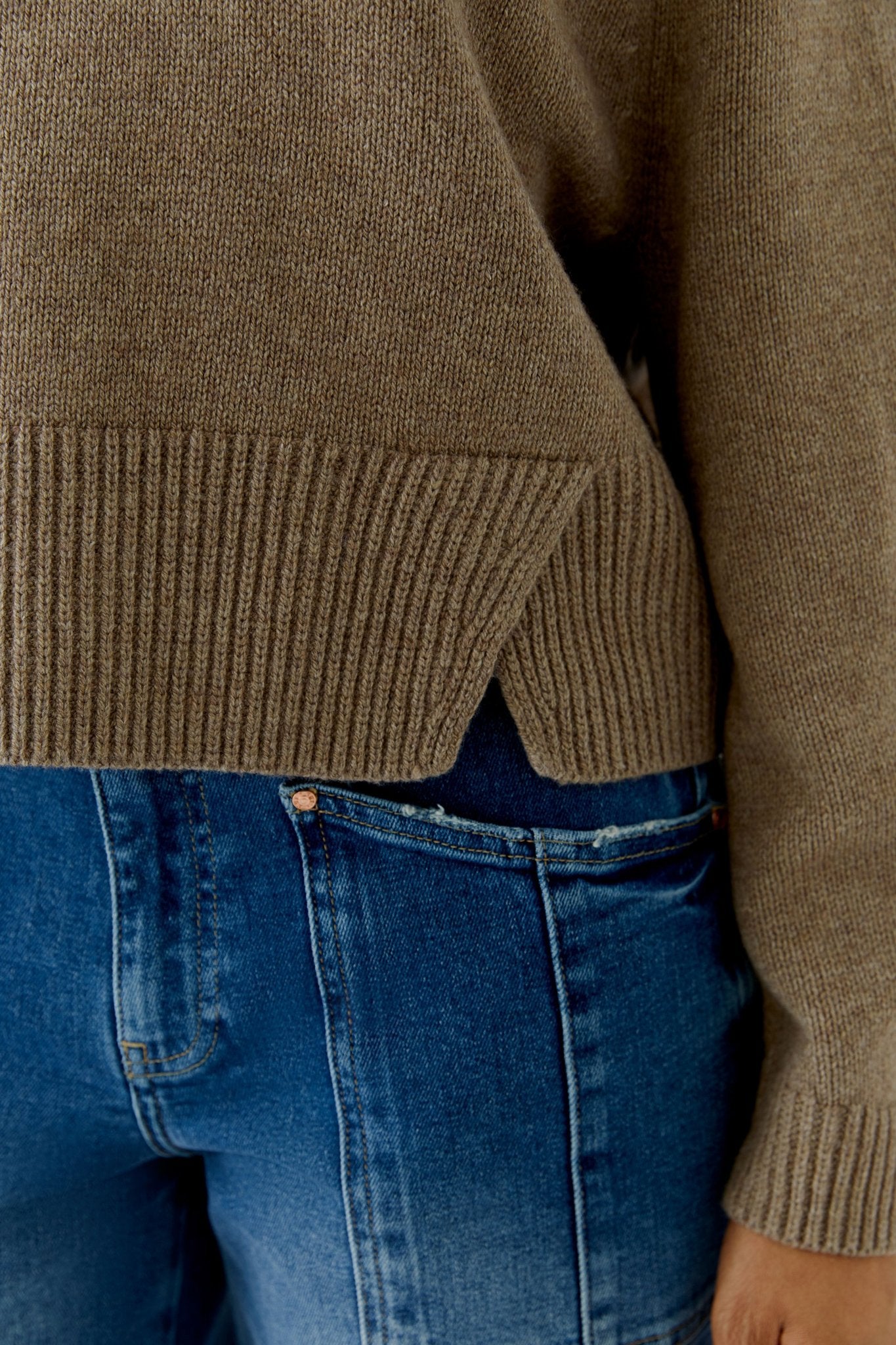 Oui Damen Pullover  Taupe Mela