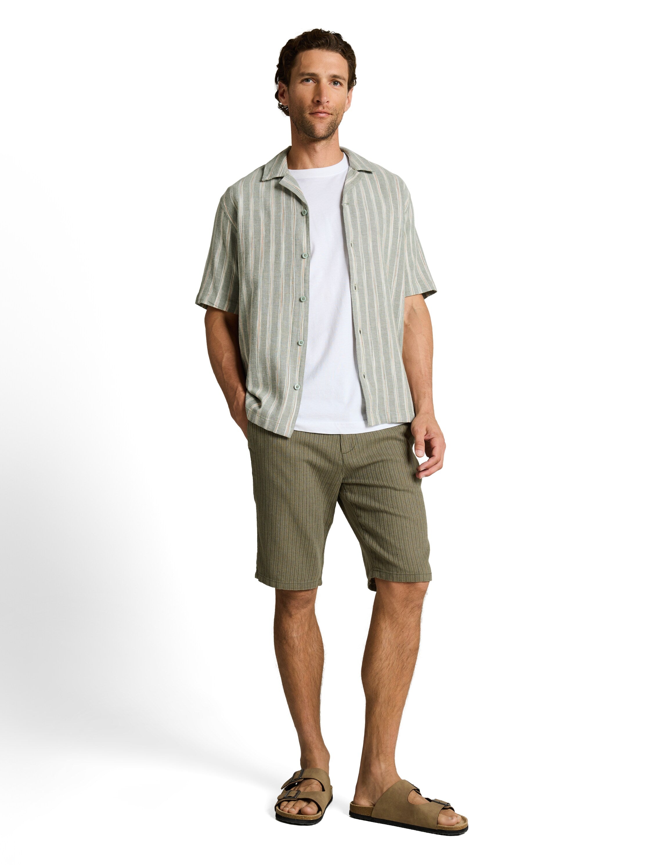 Tom Tailor Herren Hosen Leaf Green Stri
