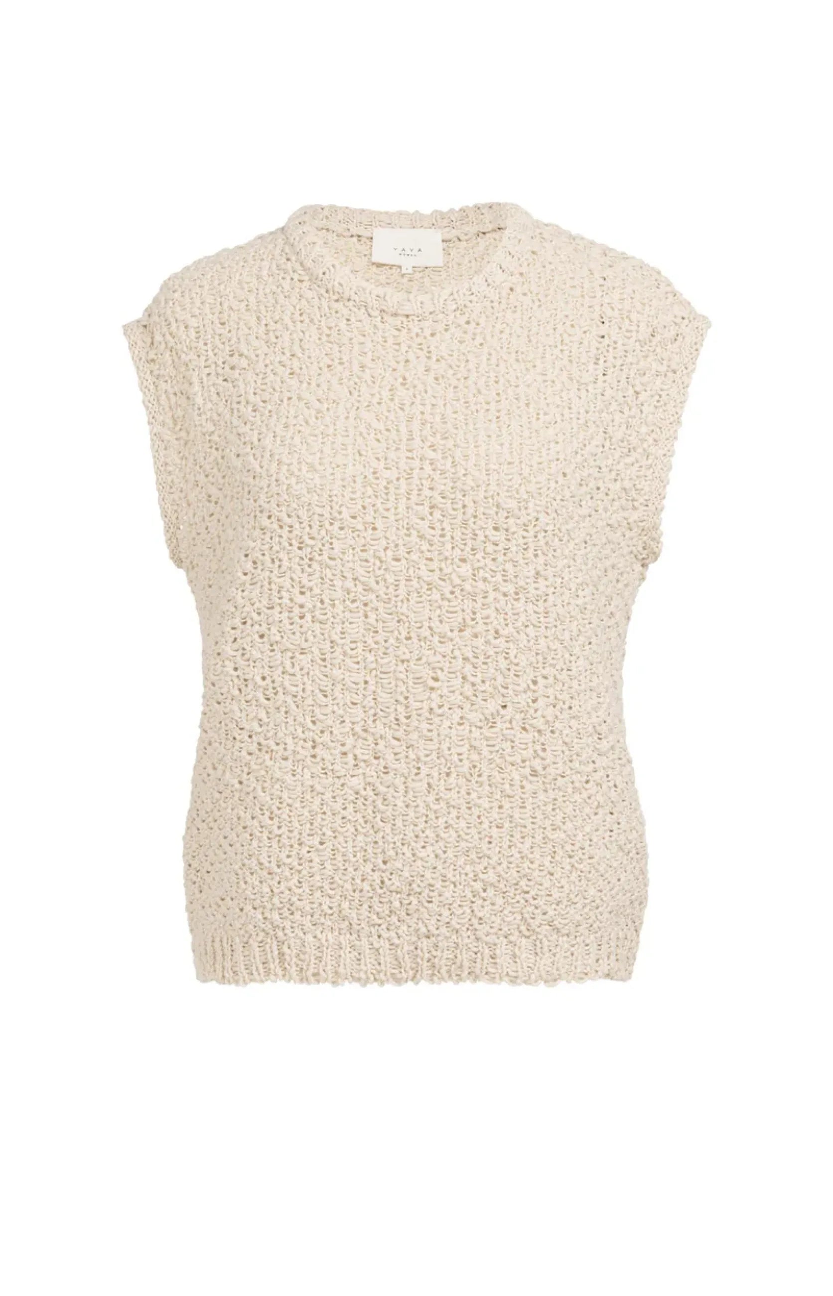 Ärmelloser Pullover mit offenem Strickmuster