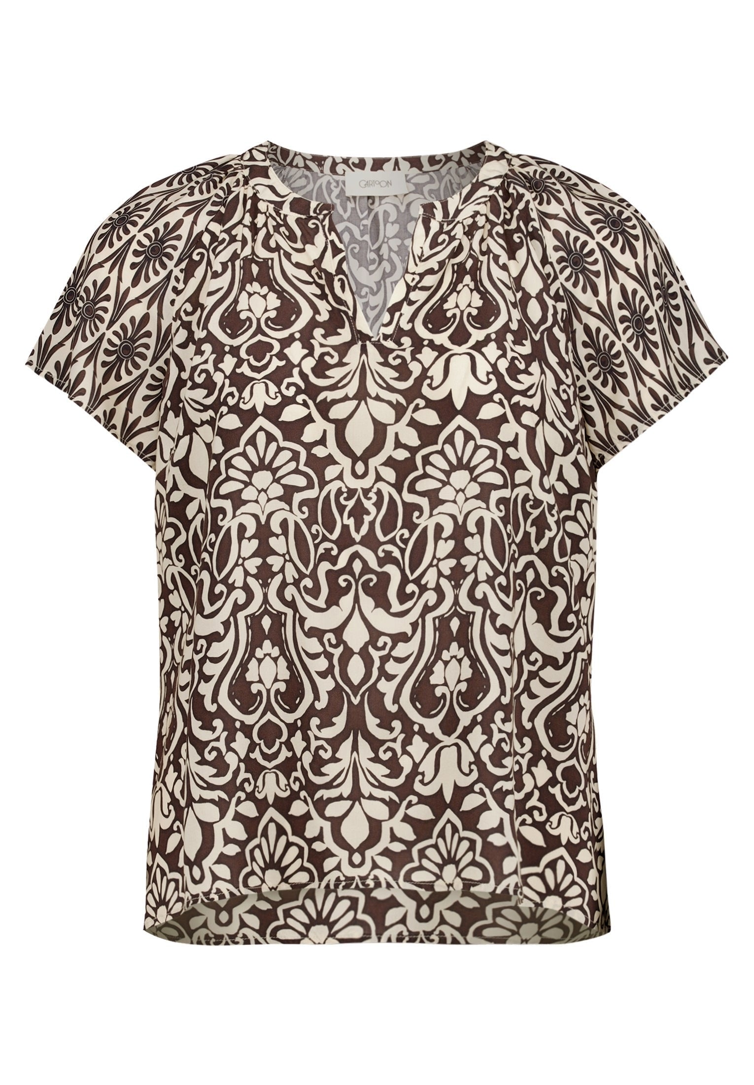 Cartoon Damen Blusen Patch Brown/Cre