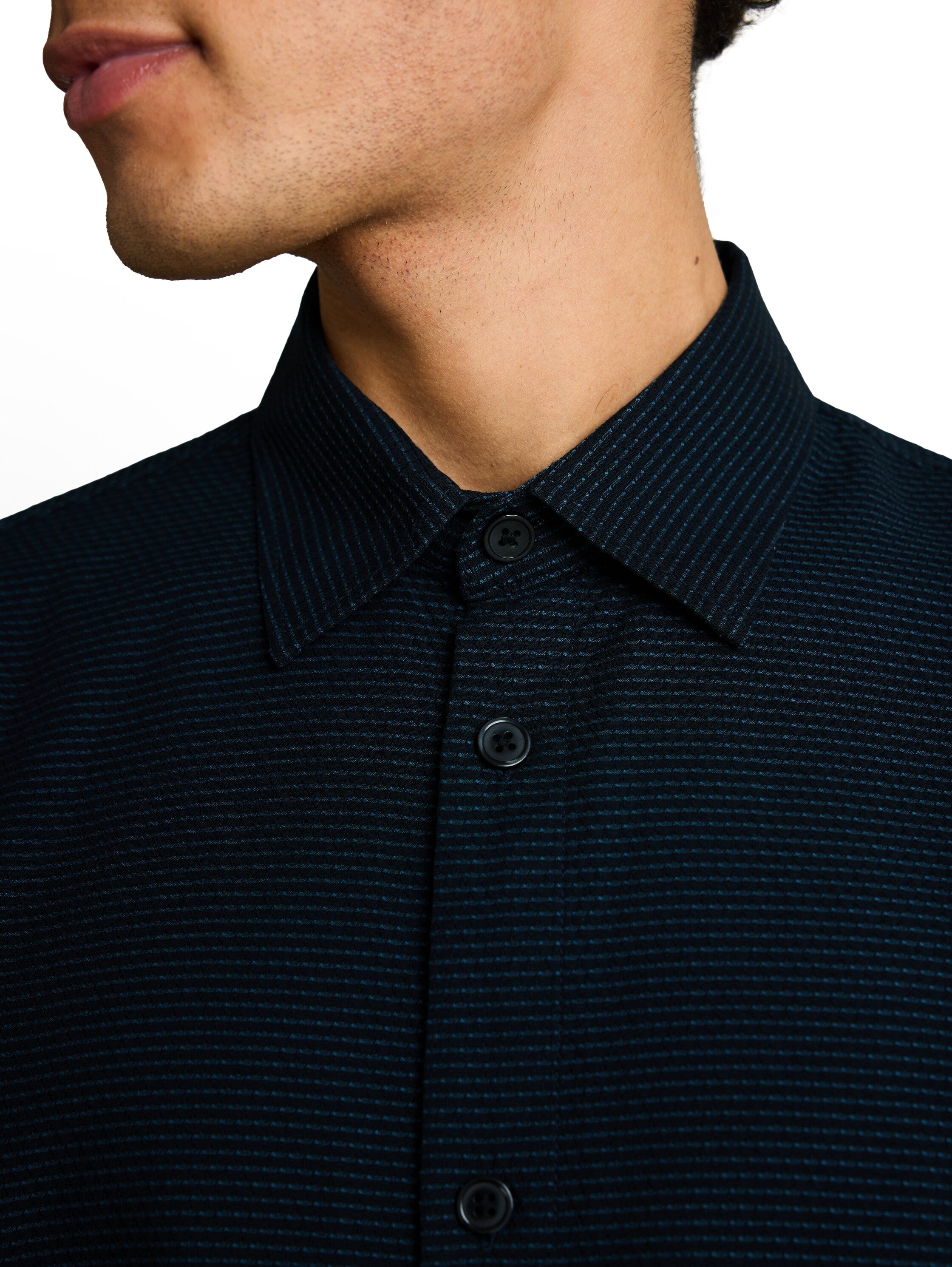 Tom Tailor denim Herren Hemden kurz Black Blue Hori