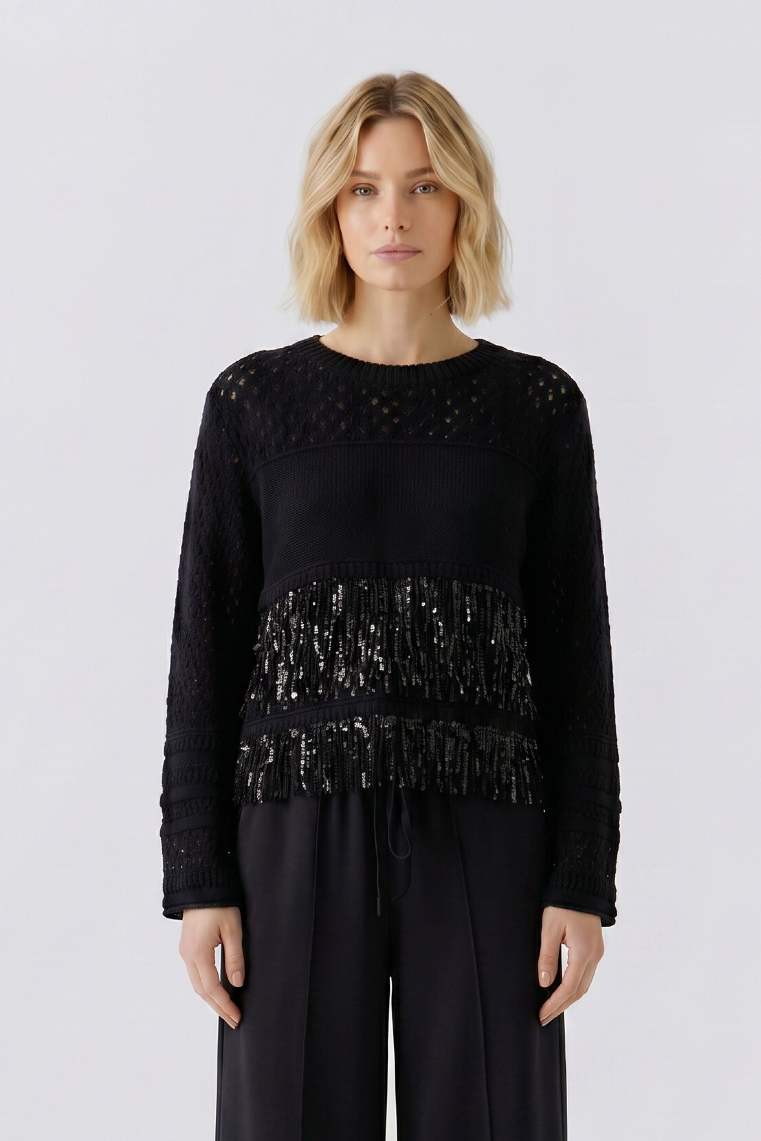 Oui Damen Pullover  Black