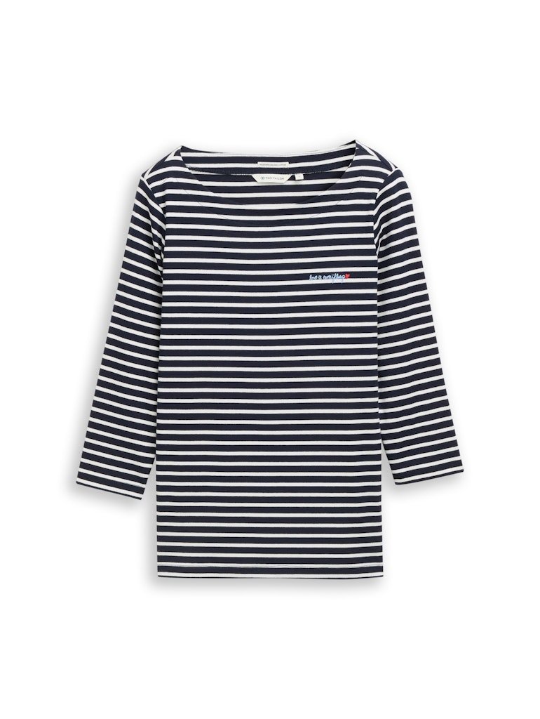 Tom Tailor Damen Tops Navy Blue Offwh