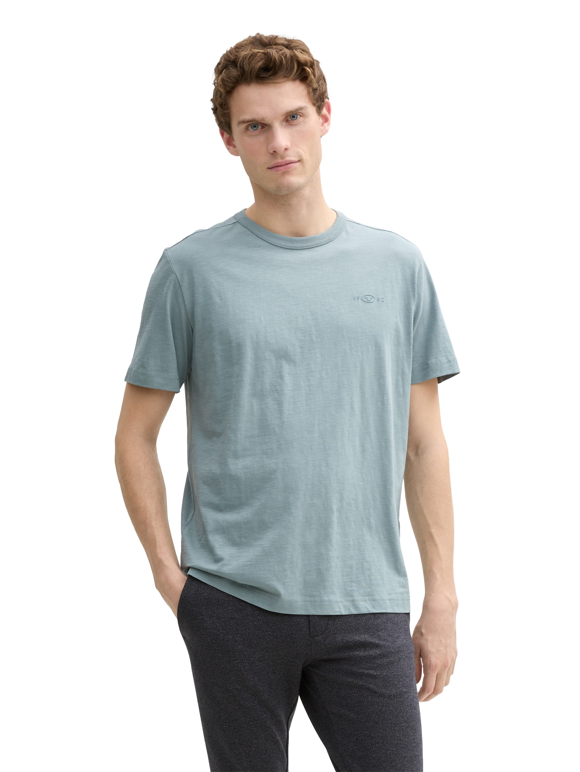 Tom Tailor Herren T-Shirts kurz Grey Mint