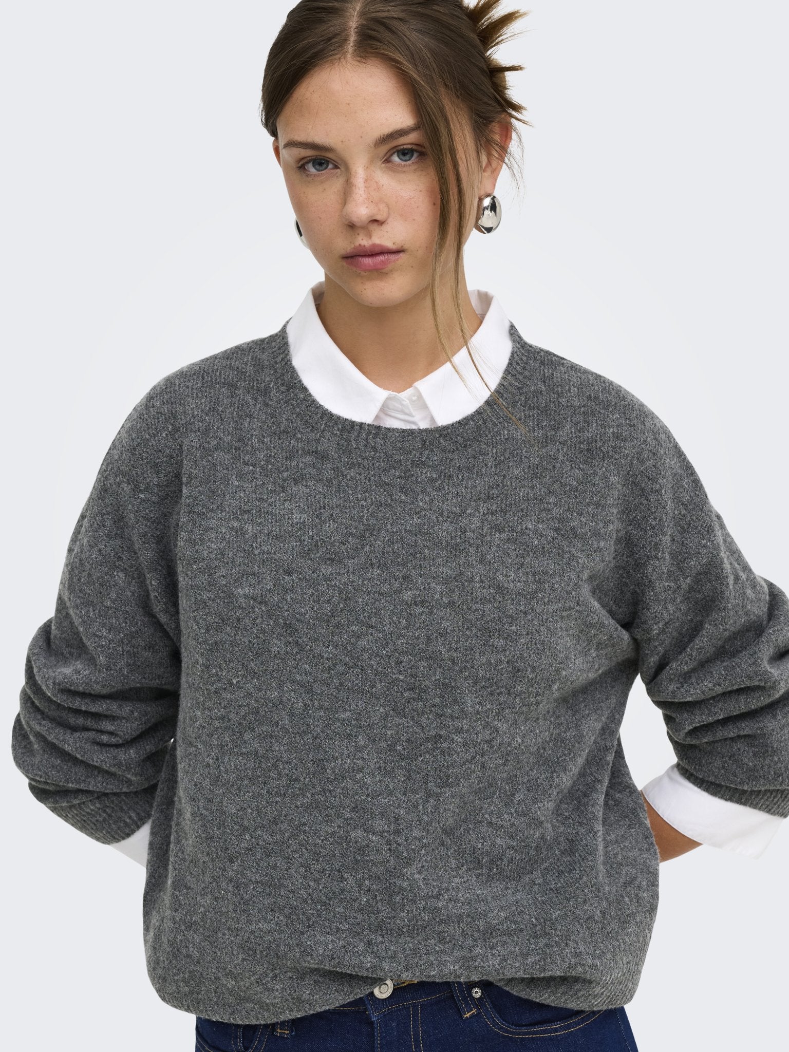 only Damen Pullover Dark Grey Melan