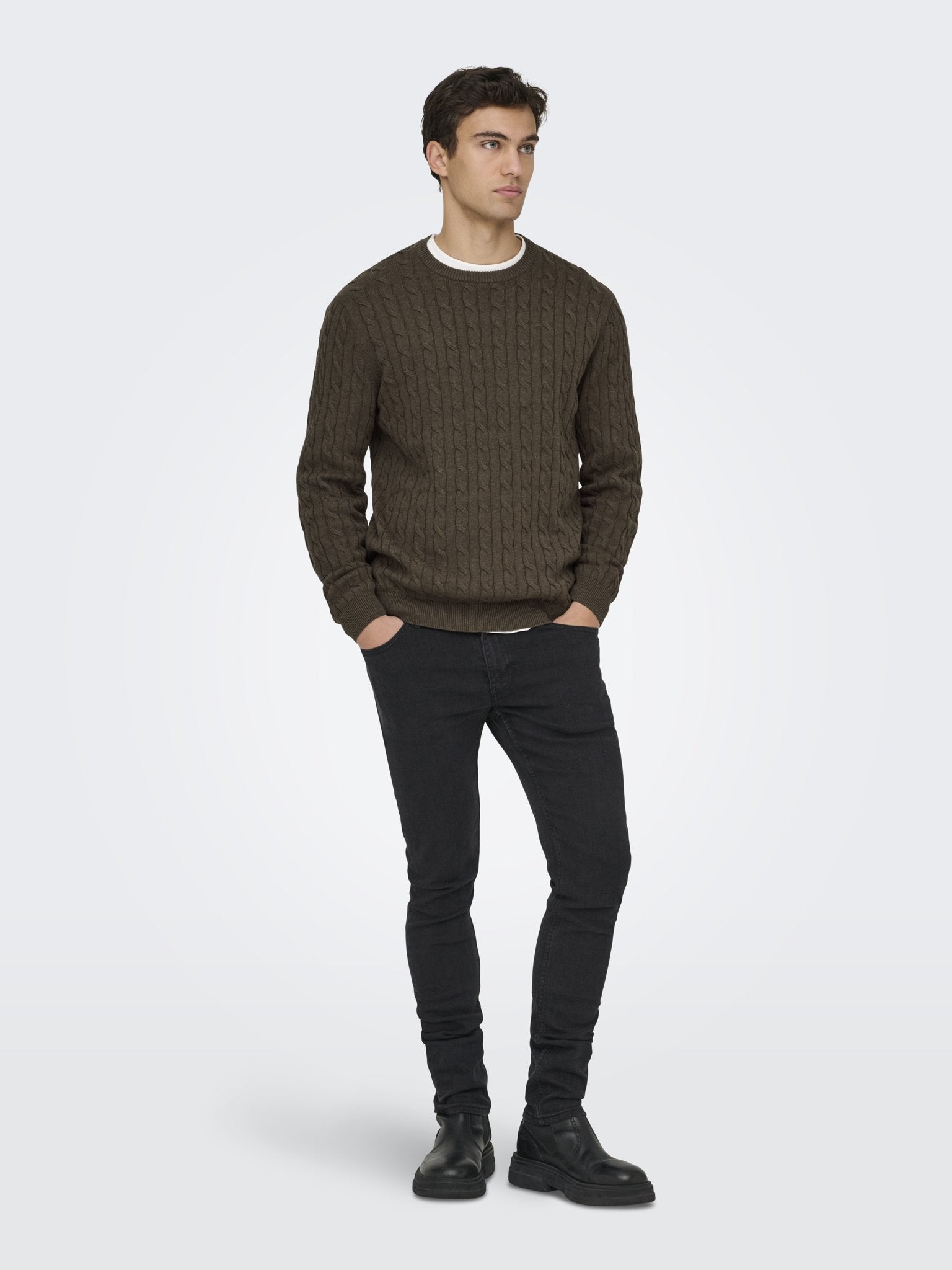 Only & Sons Herren Pullover Coffee Bean/Mel