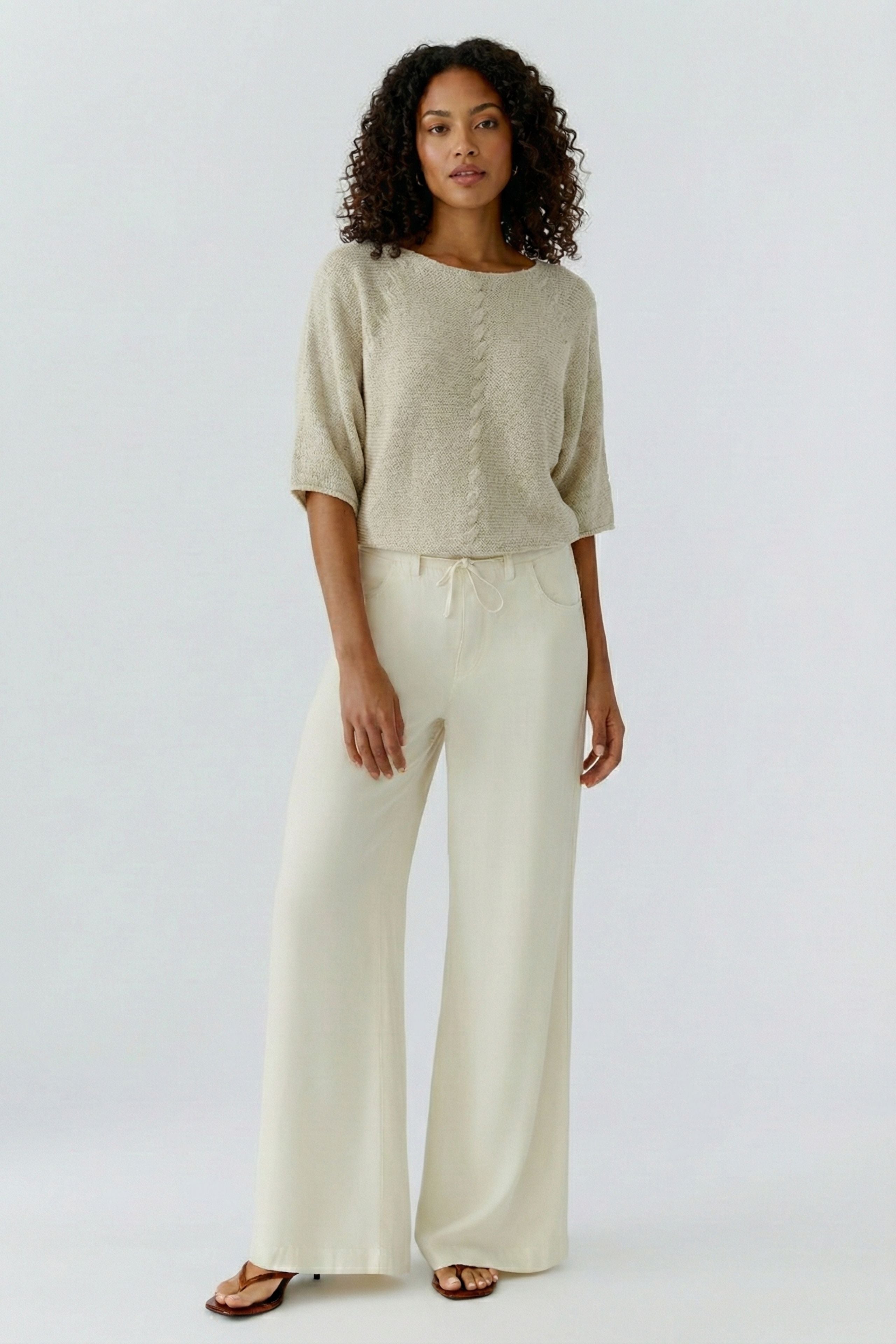 Oui Damen Pullover  Biscuit