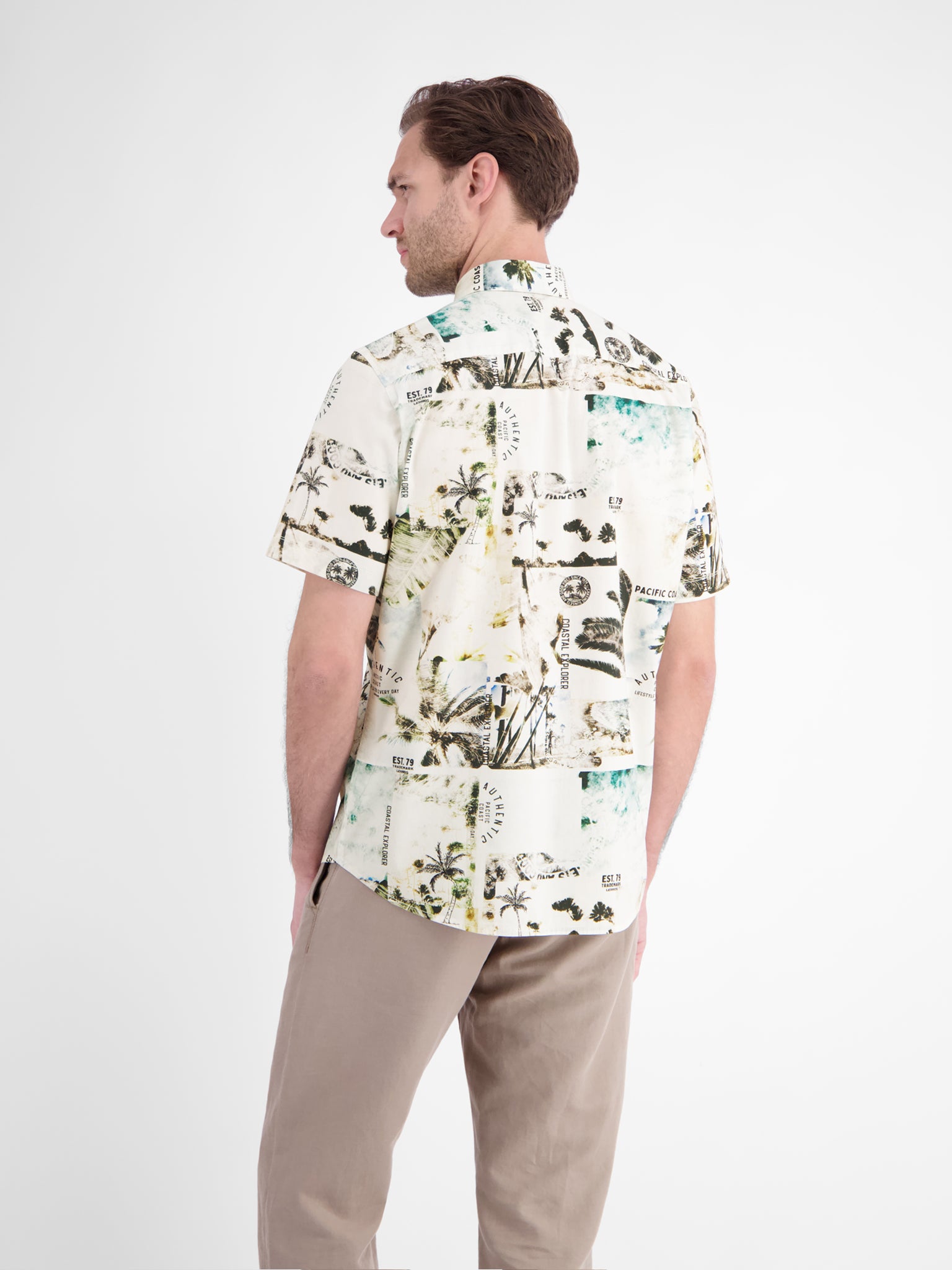 Lerros Herren Hemden kurz Broken White