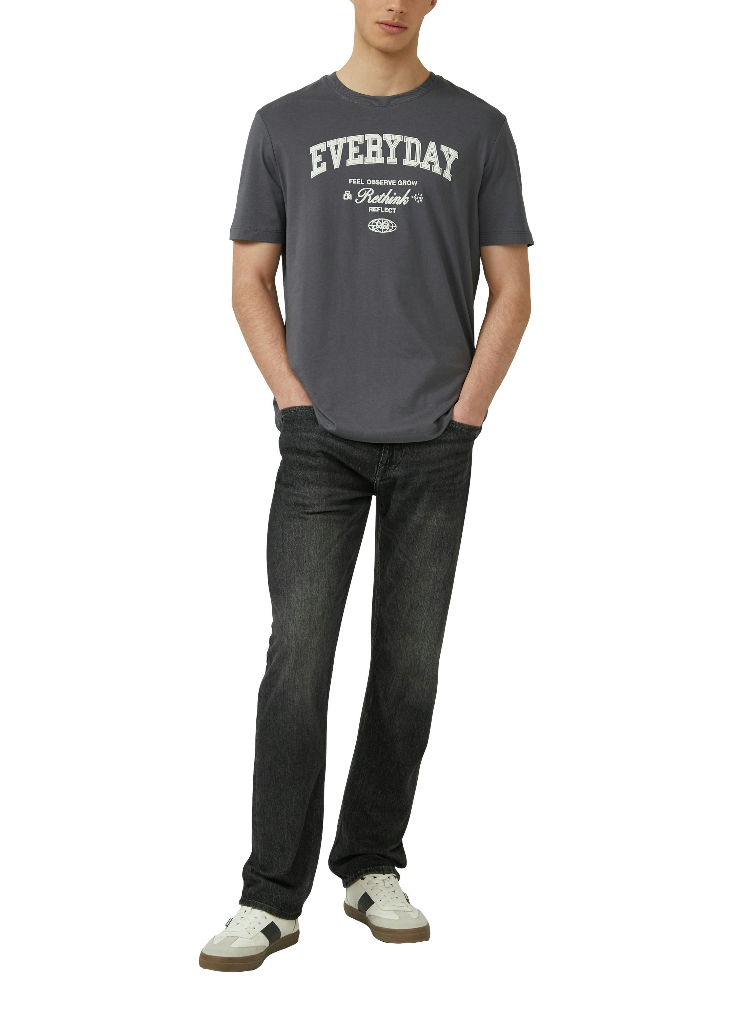 S. Oliver red Herren T-Shirts kurz Grey/Black