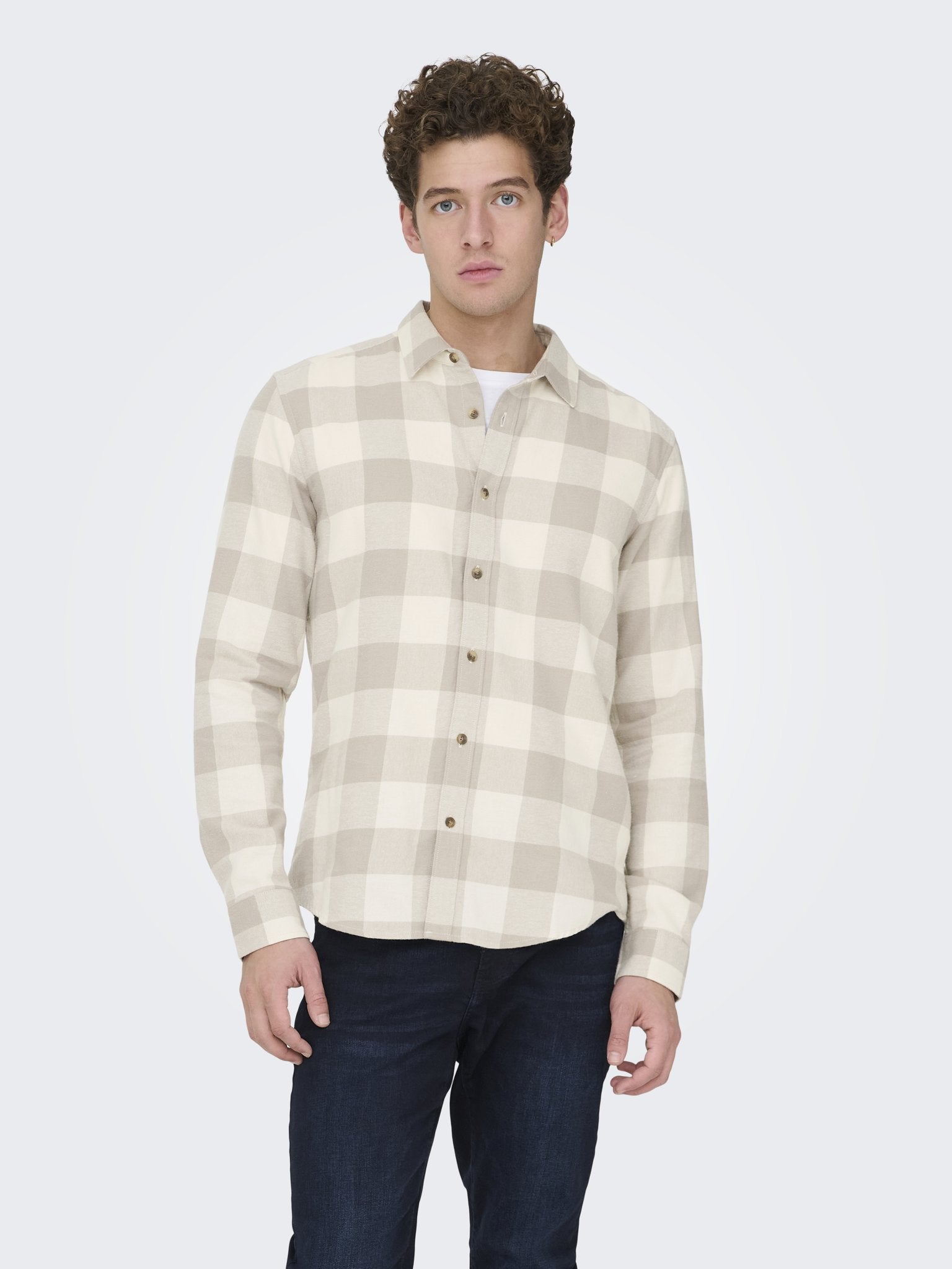 Only & Sons Herren Hemden lang Antique White