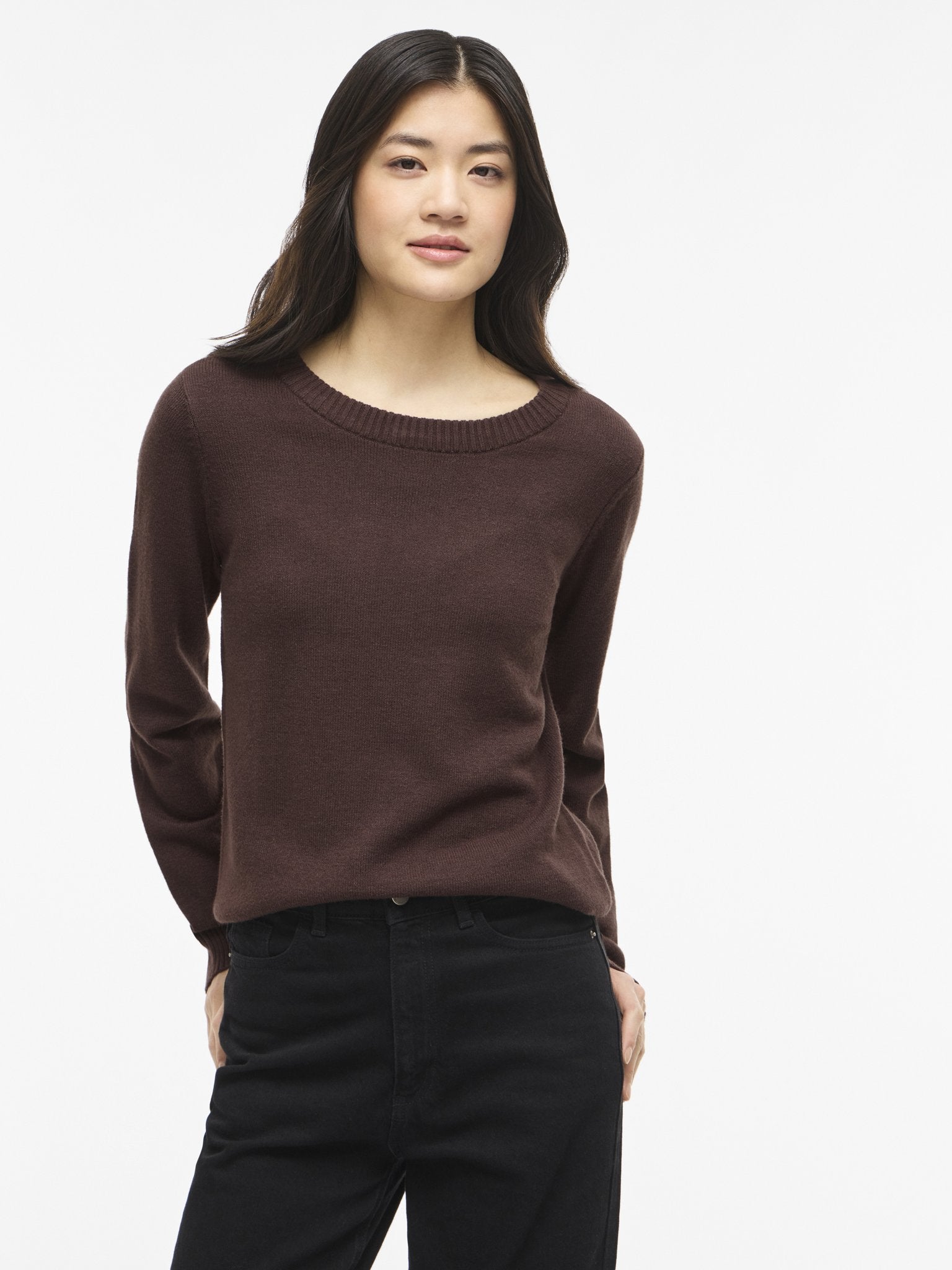 Vila Damen Pullover Coffee Bean