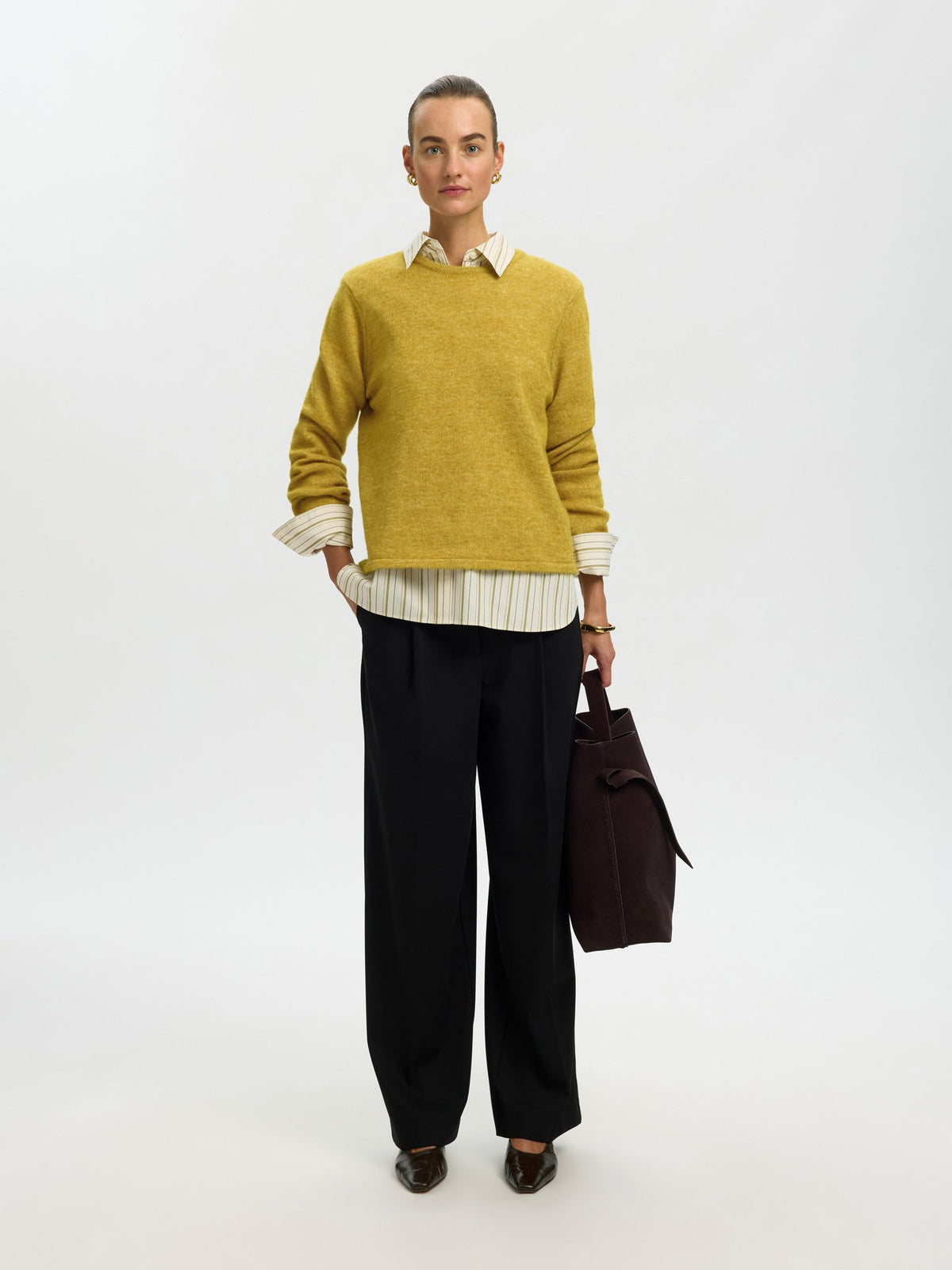 Selected Femme Damen Pullover Avocado Oil/Mel