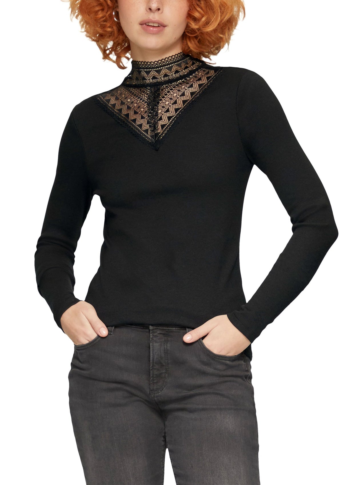 QS by S.Oliver Damen T-Shirts  Grey/Black