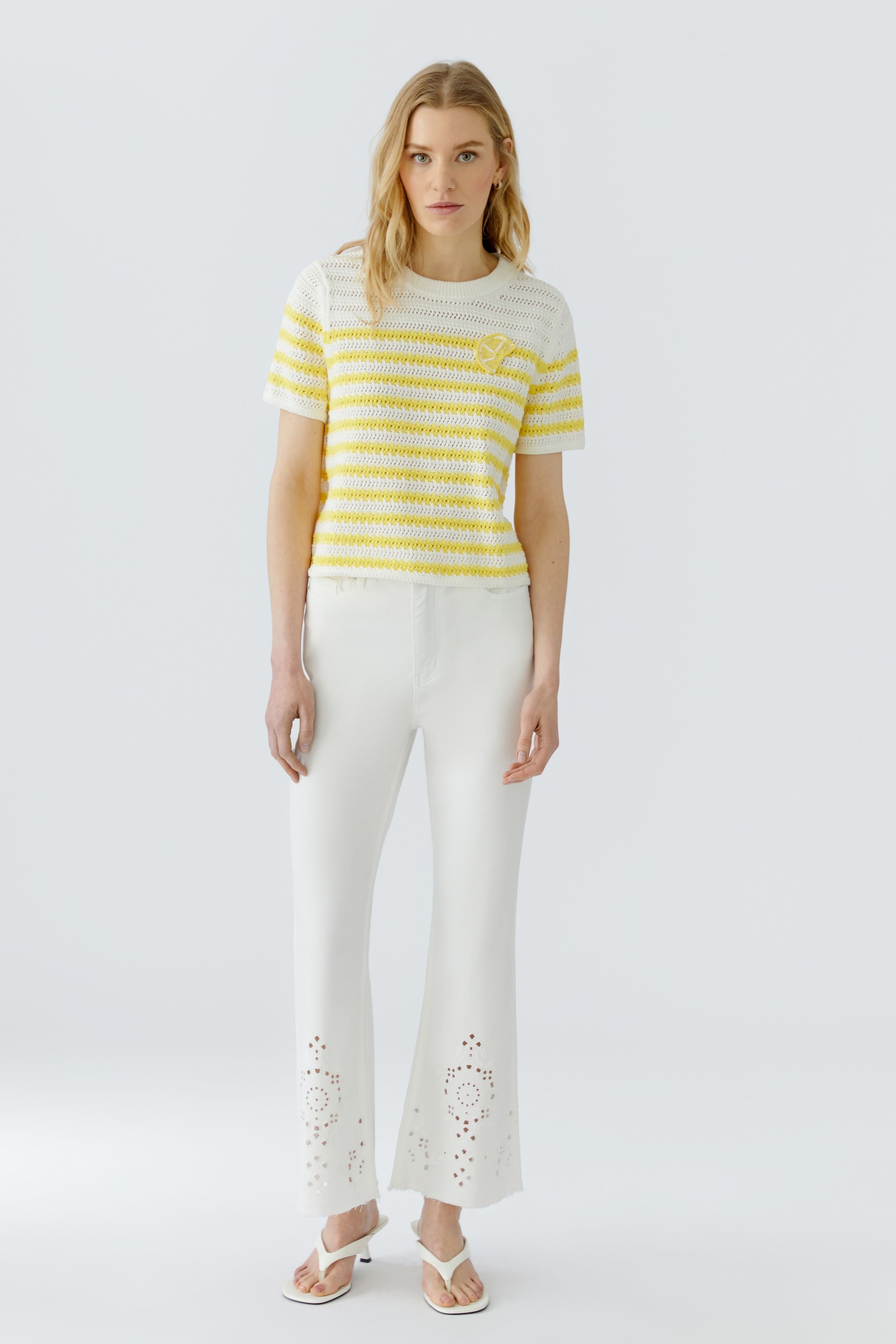 Oui Damen Pullover  White Yell