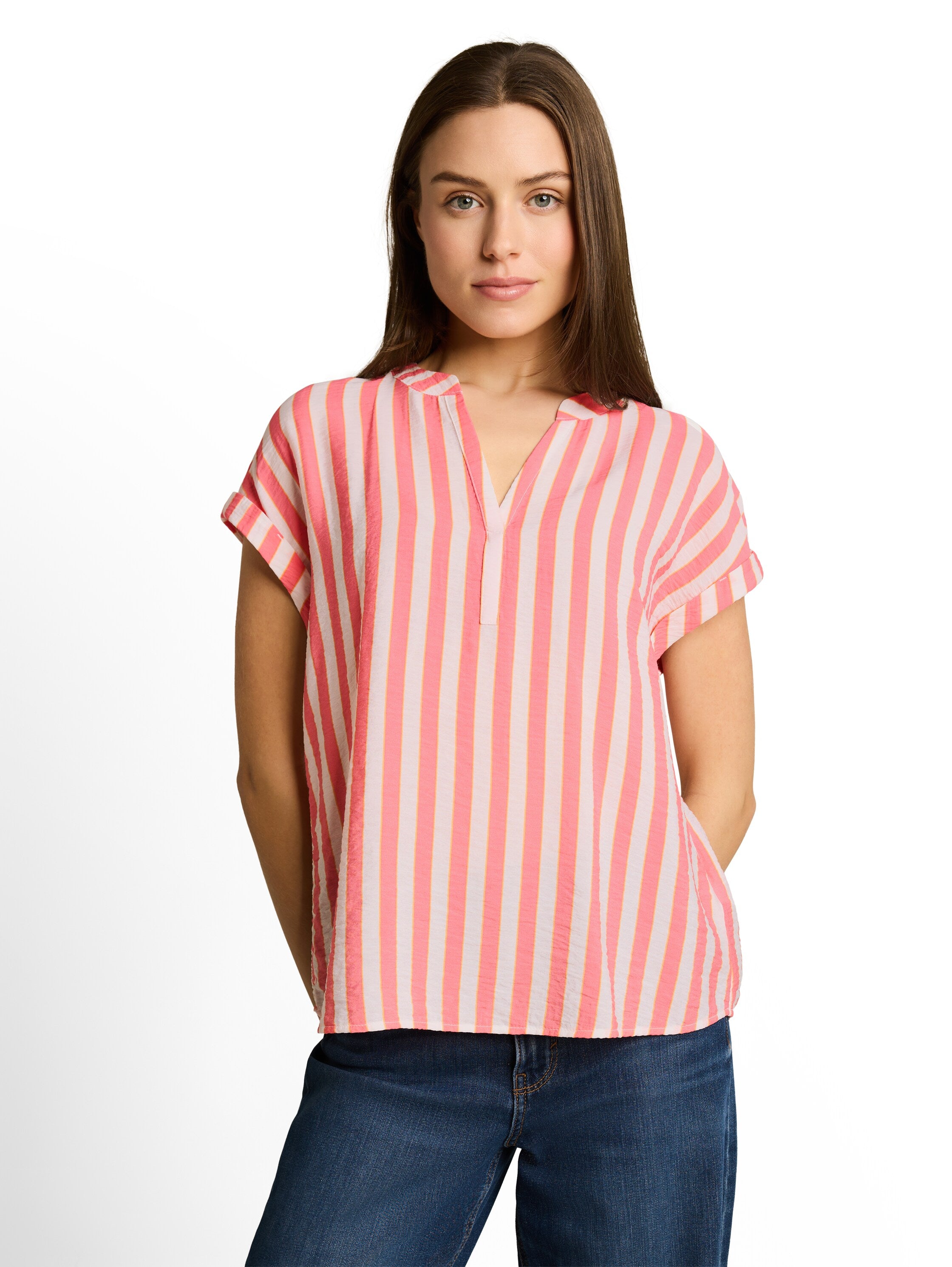 Tom Tailor Damen Blusen Pink White Irre