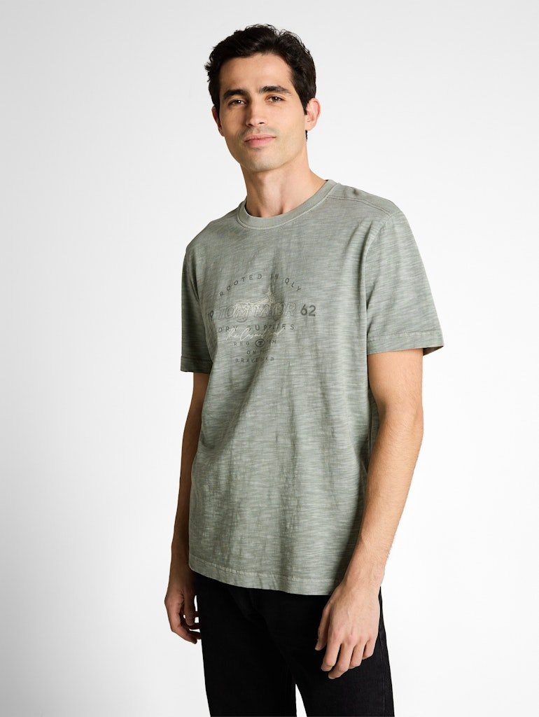 Tom Tailor Herren T-Shirts kurz Greyish Shadow