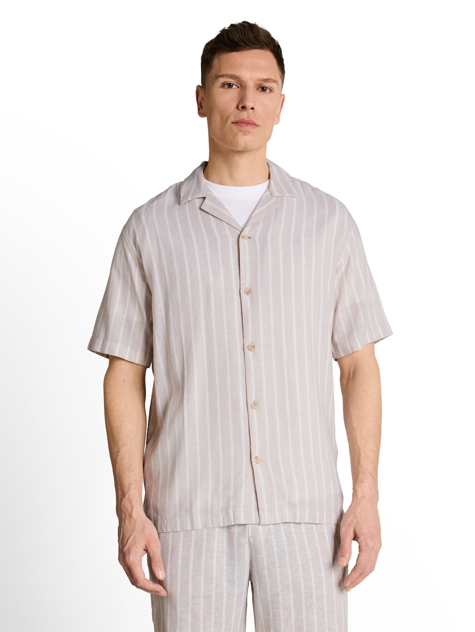 Tom Tailor denim Herren Hemden kurz Muted Grey Stri