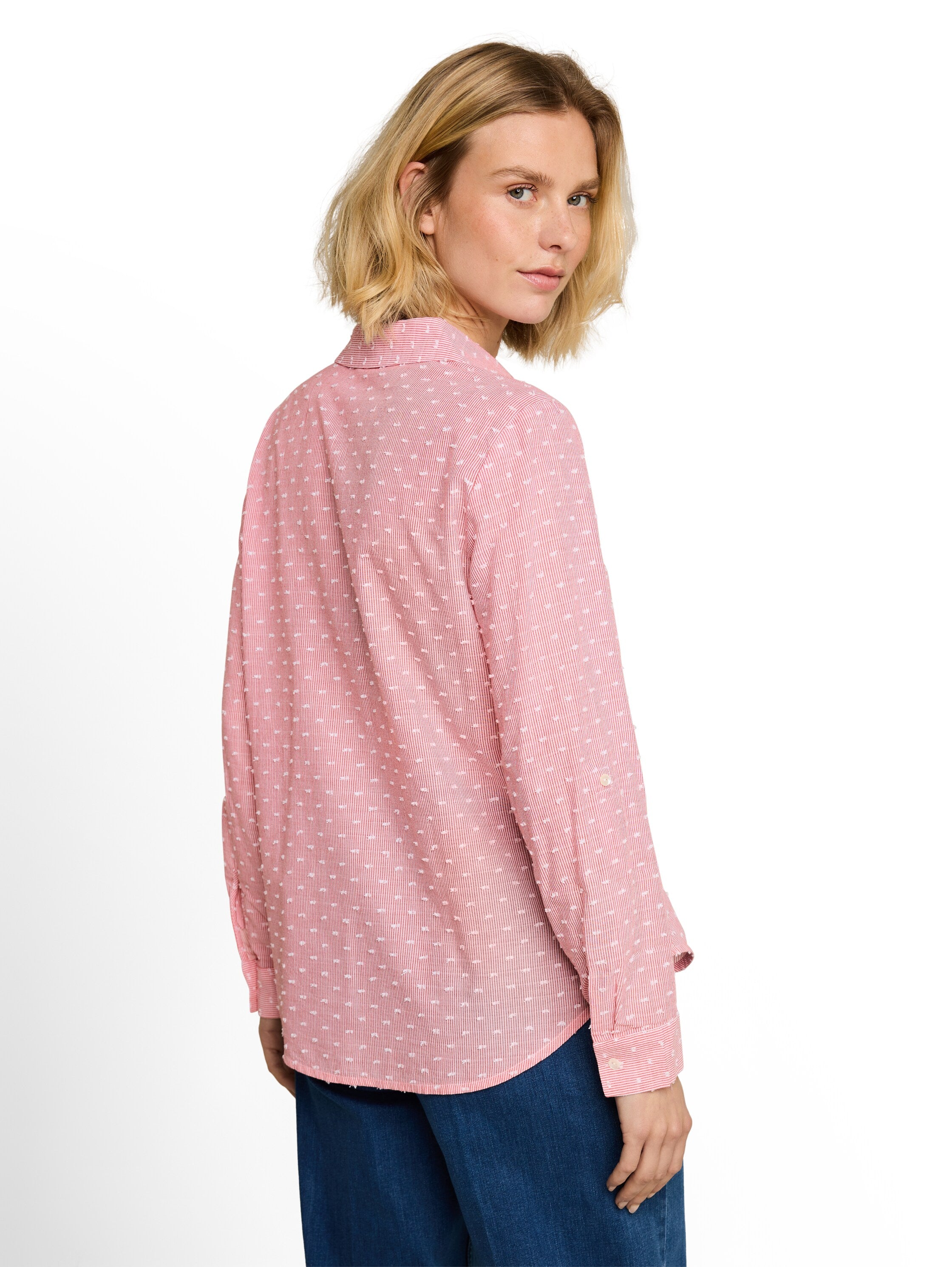 Tom Tailor Damen Blusen kurz Red Dobby Strip