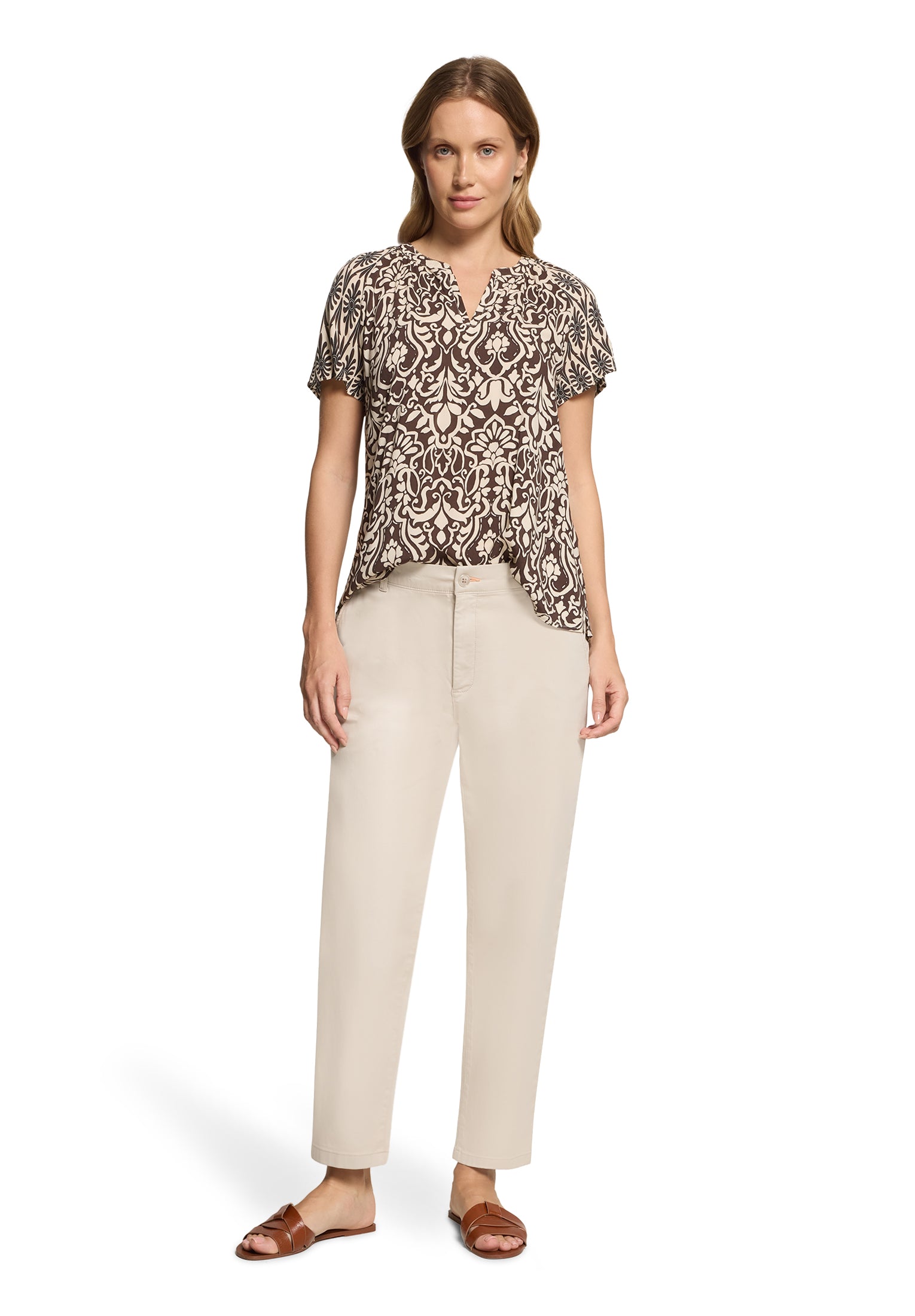 Cartoon Damen Blusen Patch Brown/Cre