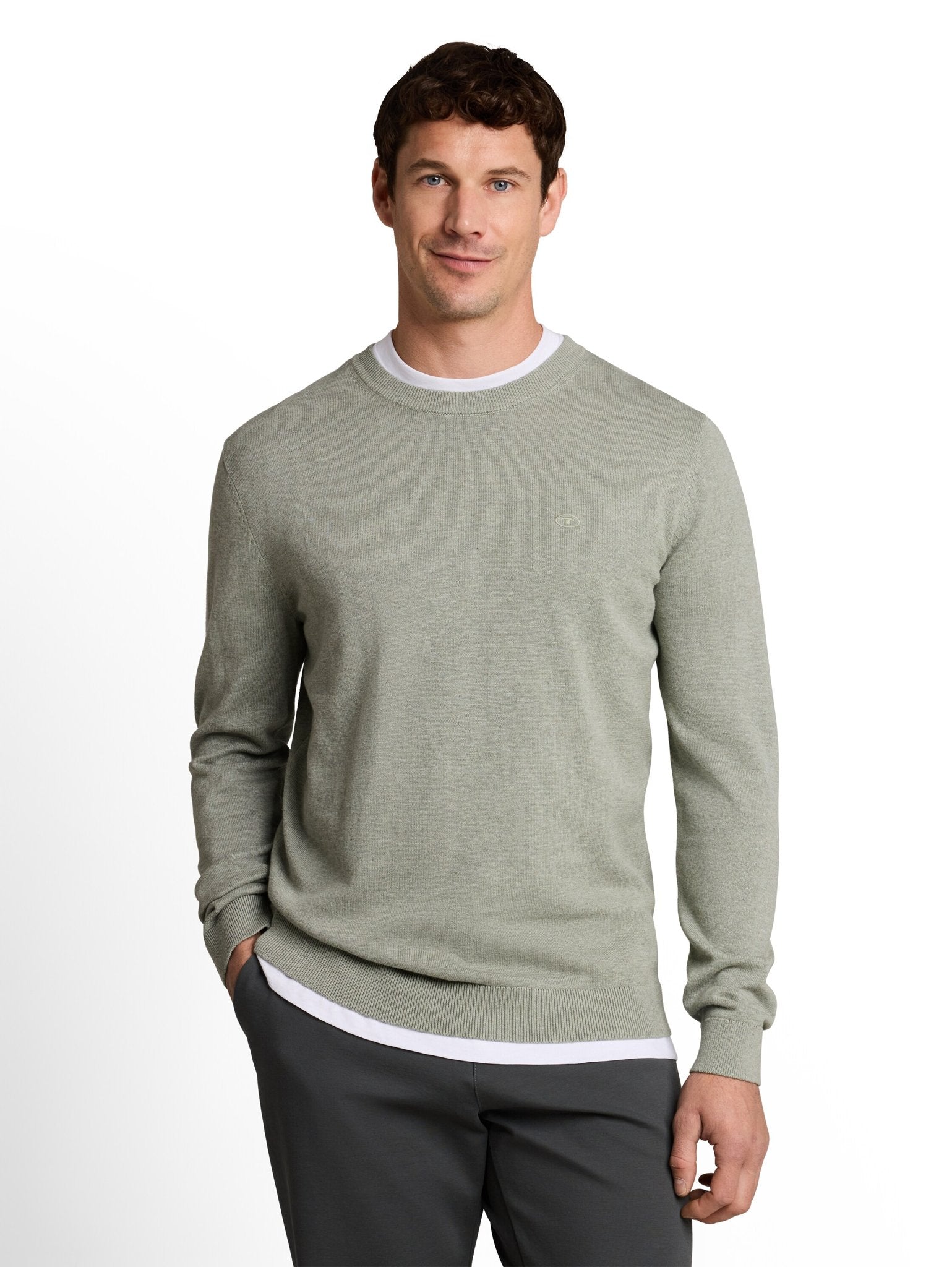 Tom Tailor Herren Pullover Iron Mint Melan