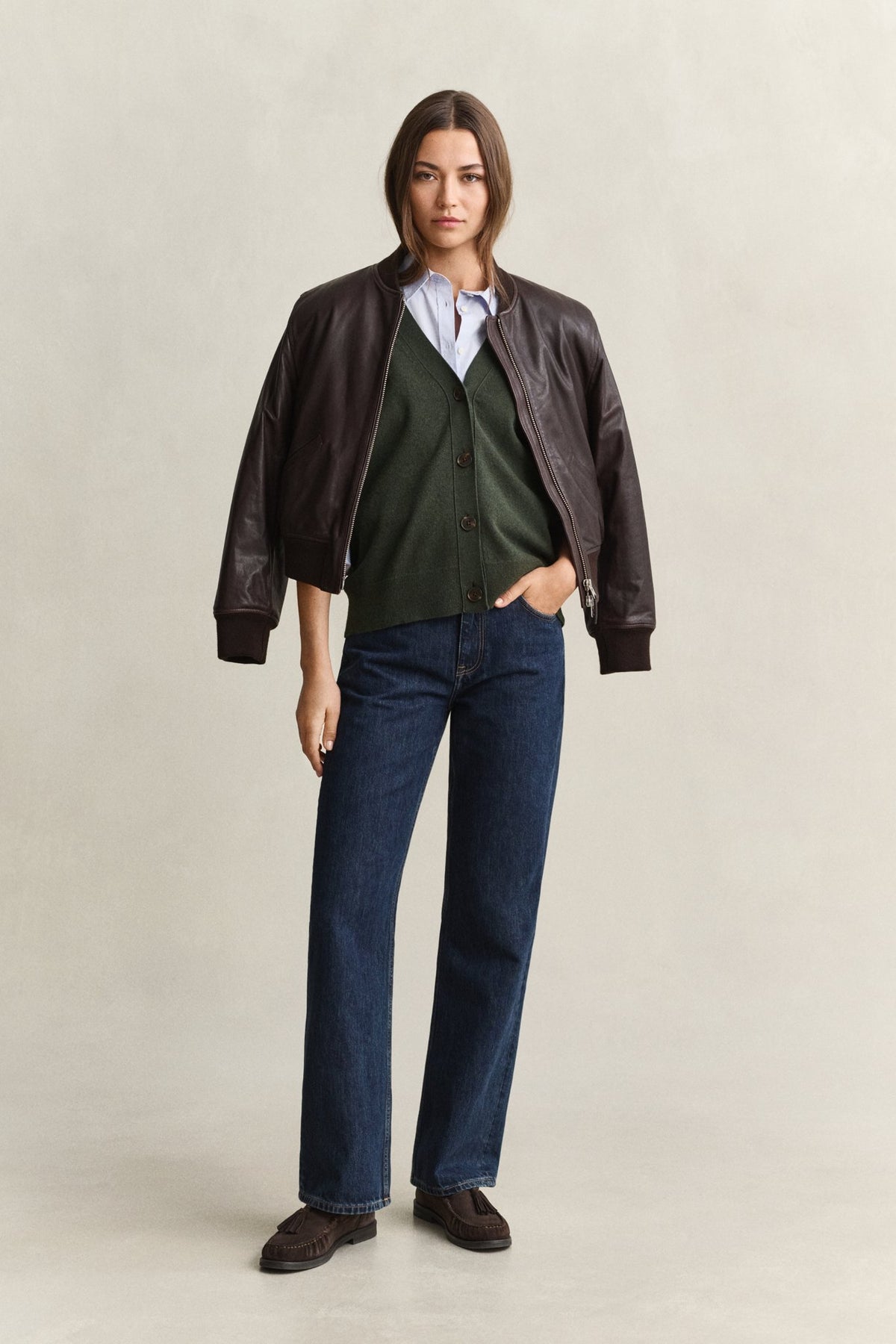 Gant Damen Strickjacken Mossy Green