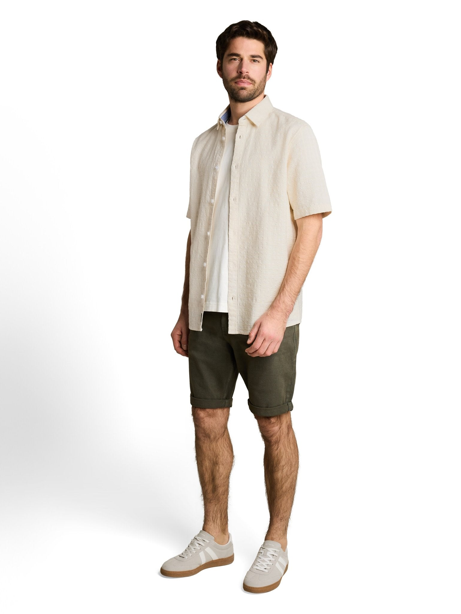 Tom Tailor Herren Hemden kurz Gardenia White