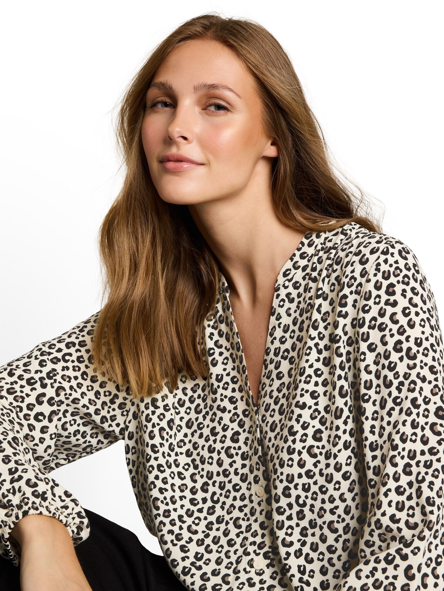 Tom Tailor denim Damen Blusen kurz Beige Brown Leo