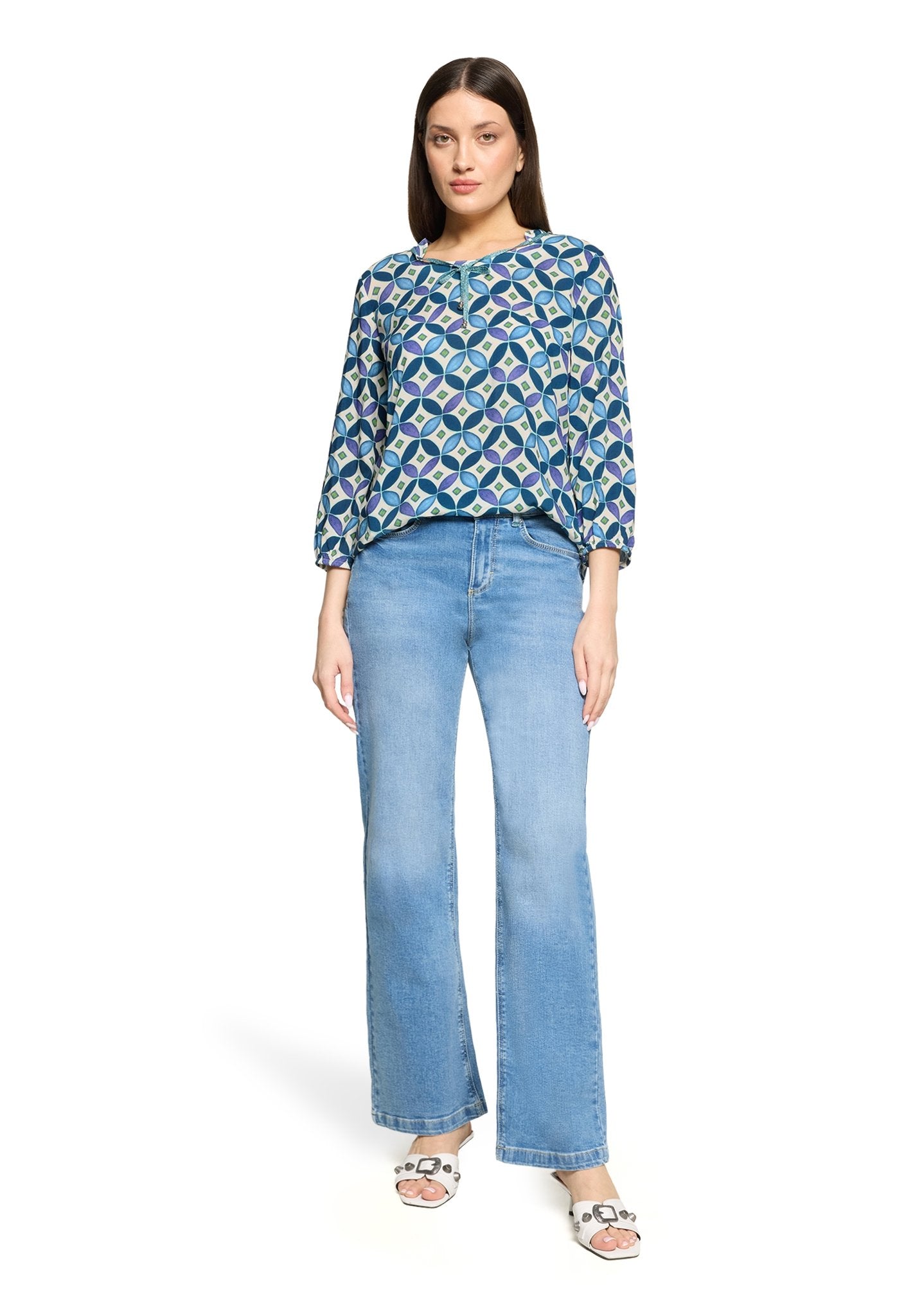 Cartoon Damen Blusen Blue/Green
