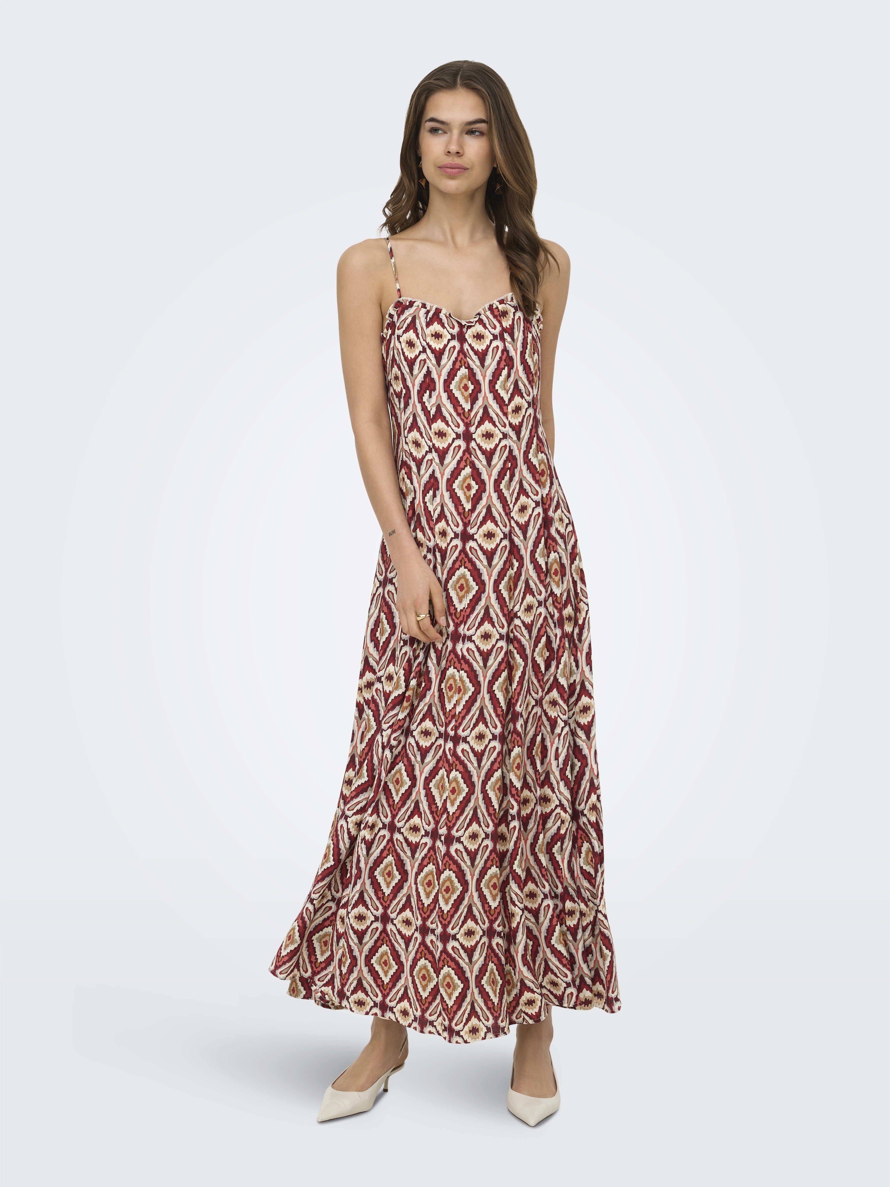 only Damen Kleider Brick Red/Abstr