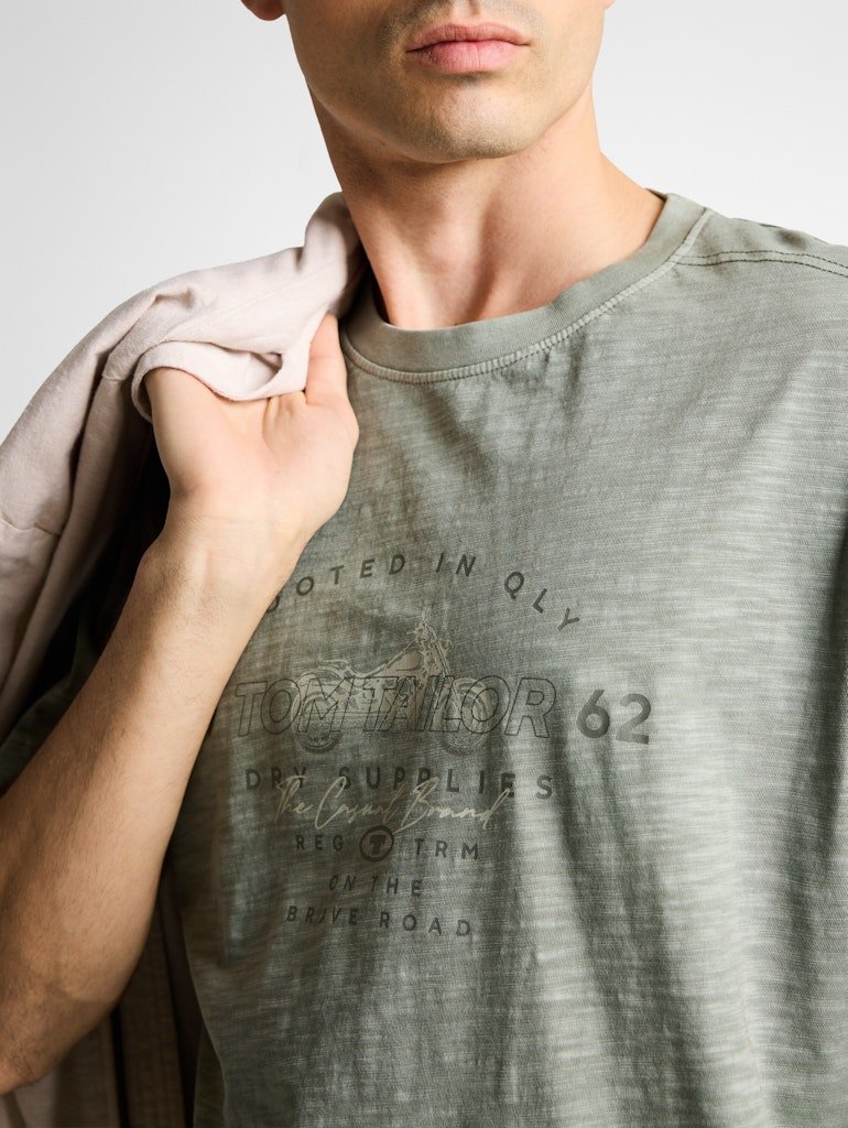 Tom Tailor Herren T-Shirts kurz Greyish Shadow