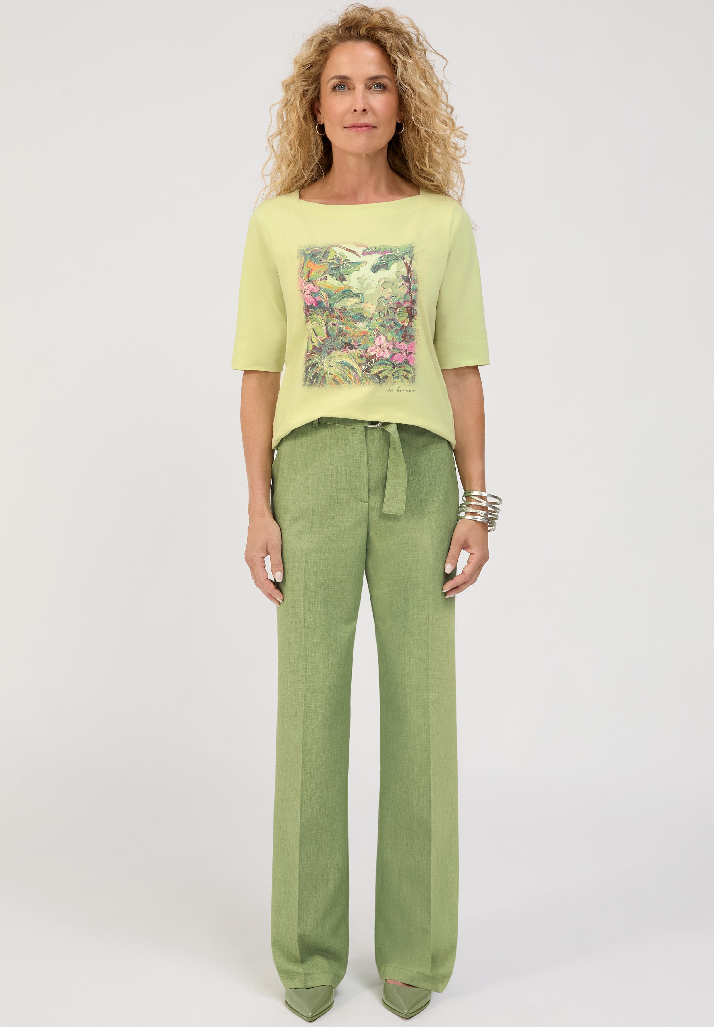 Bianca Damen Hosen Pistachio Melan