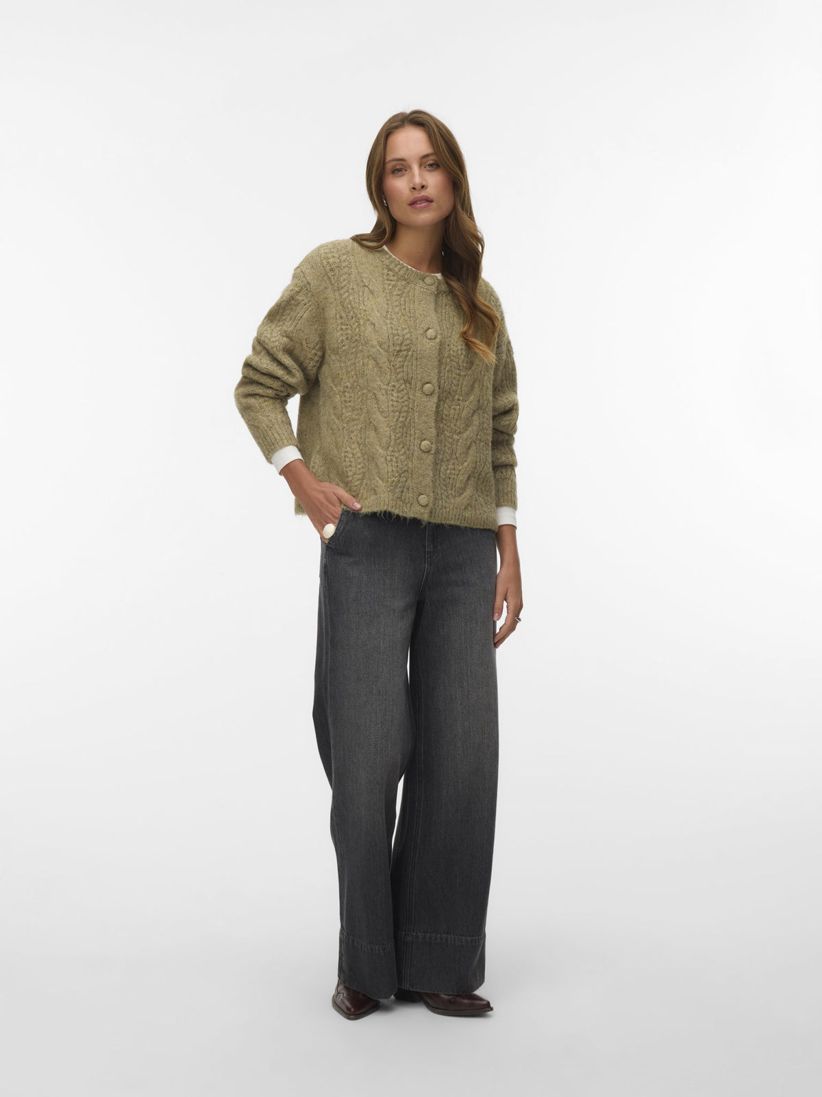 Vero Moda Damen Strickjacken Oil Green/Melan