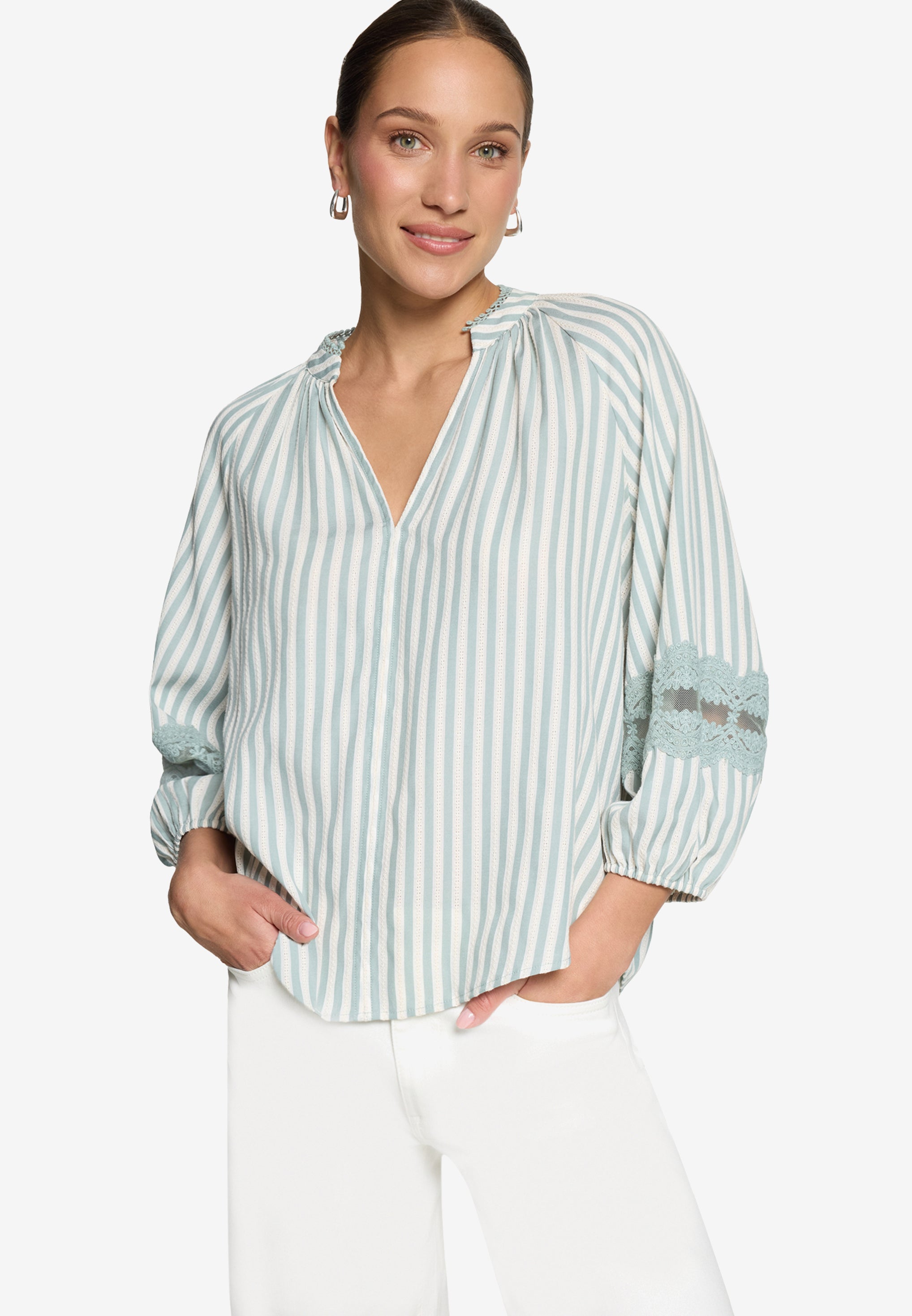 Zero Damen Blusen Cream/Blue