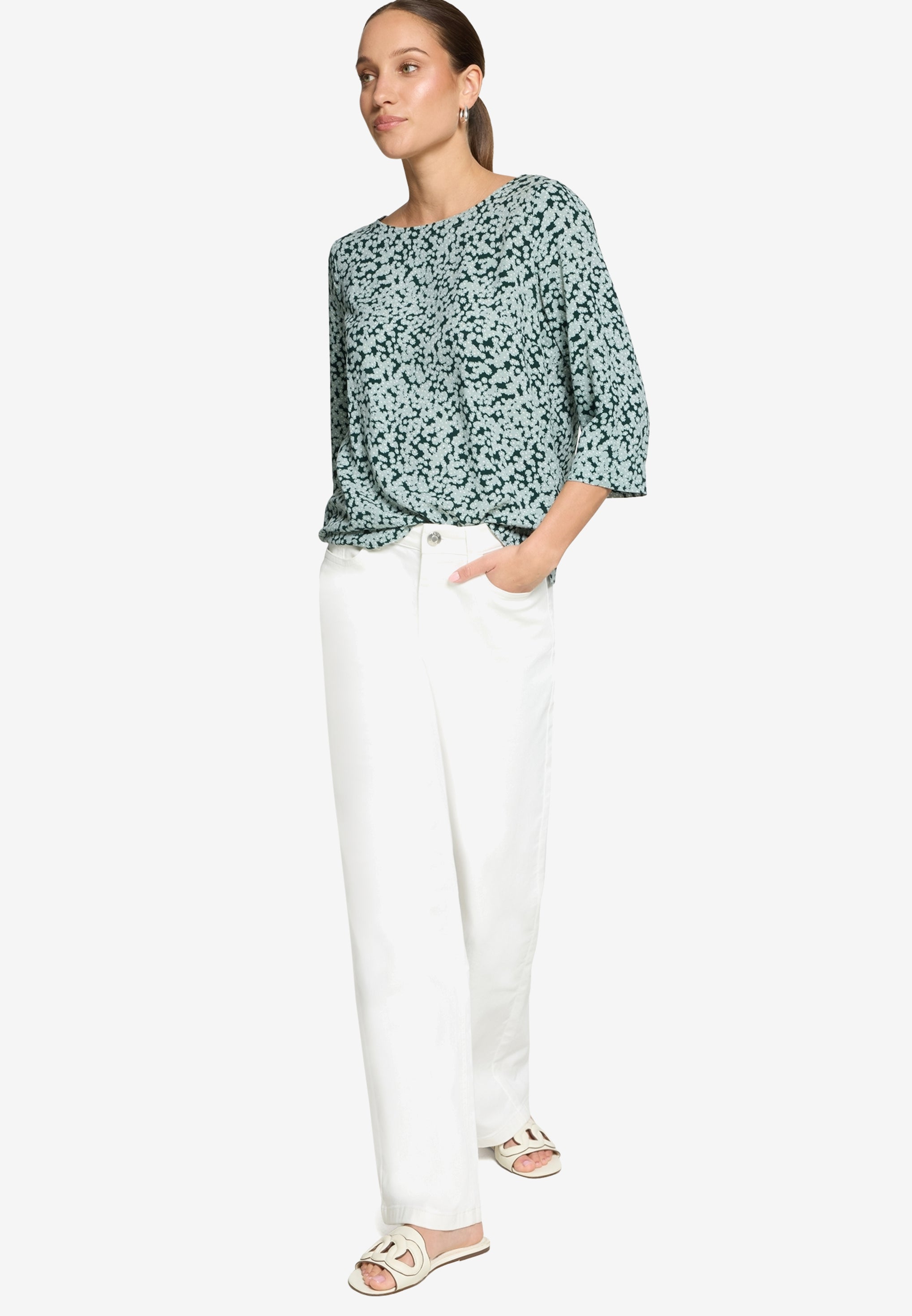 Zero Damen Blusen Dark Green/Blue