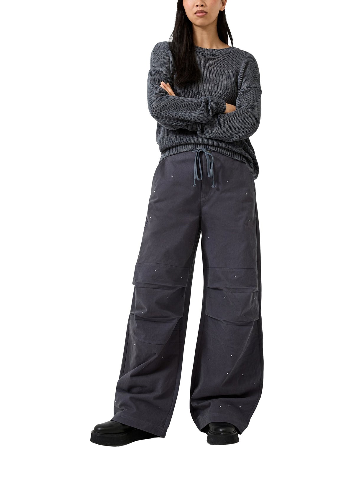 QS by S.Oliver Damen Pullover Grey/Black