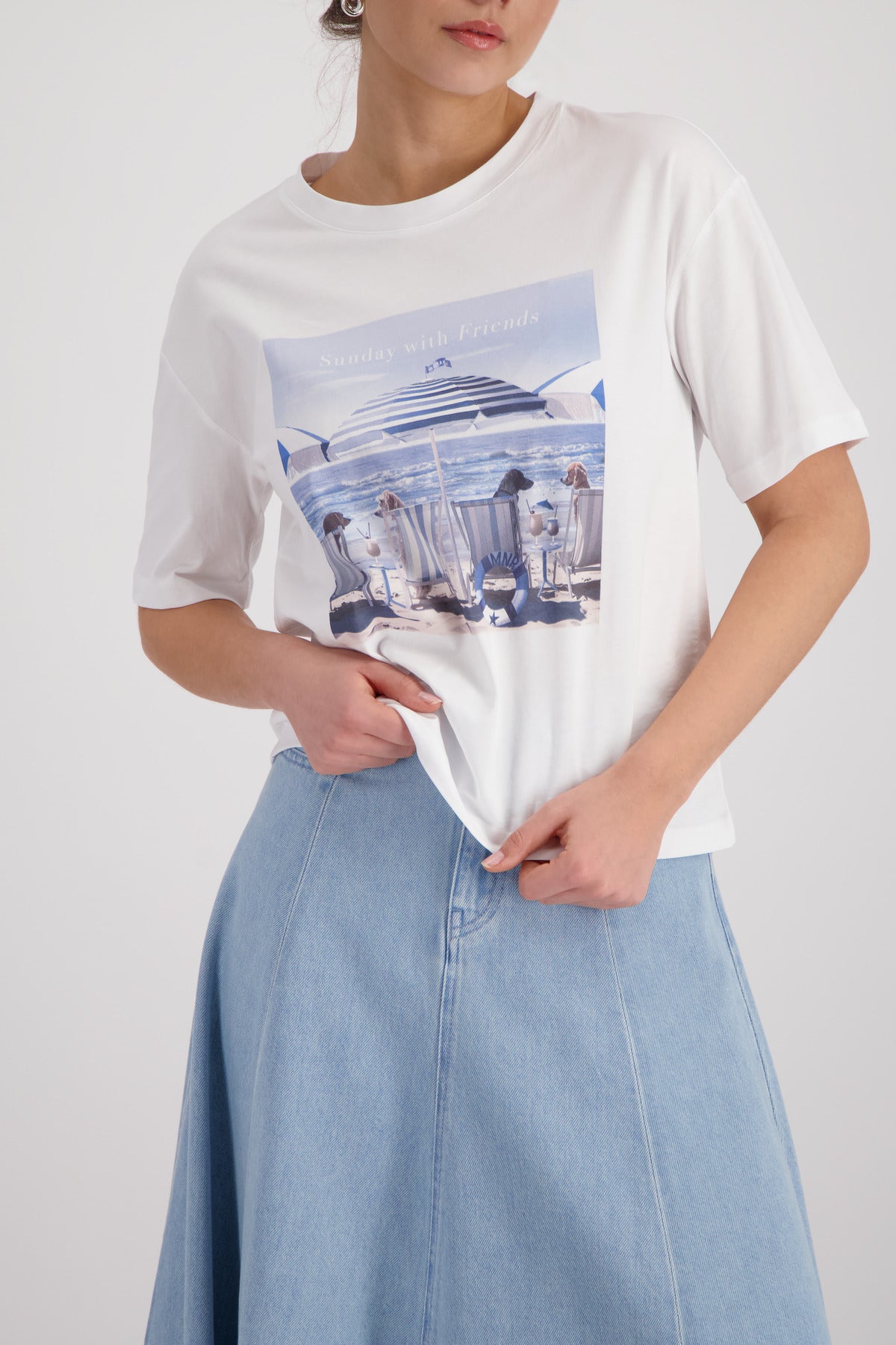 Monari Damen T-Shirts  Cream
