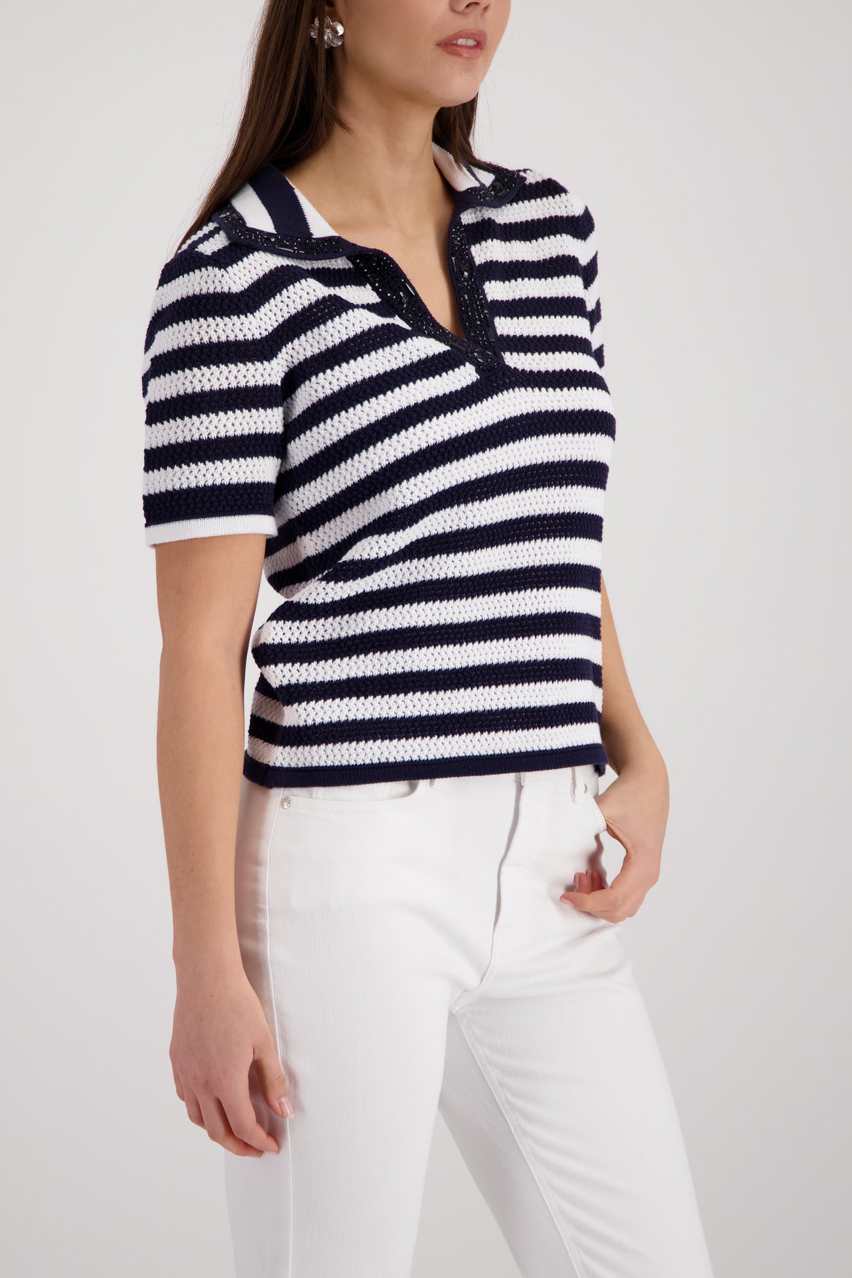 Monari Damen Pullover  Marine Ring