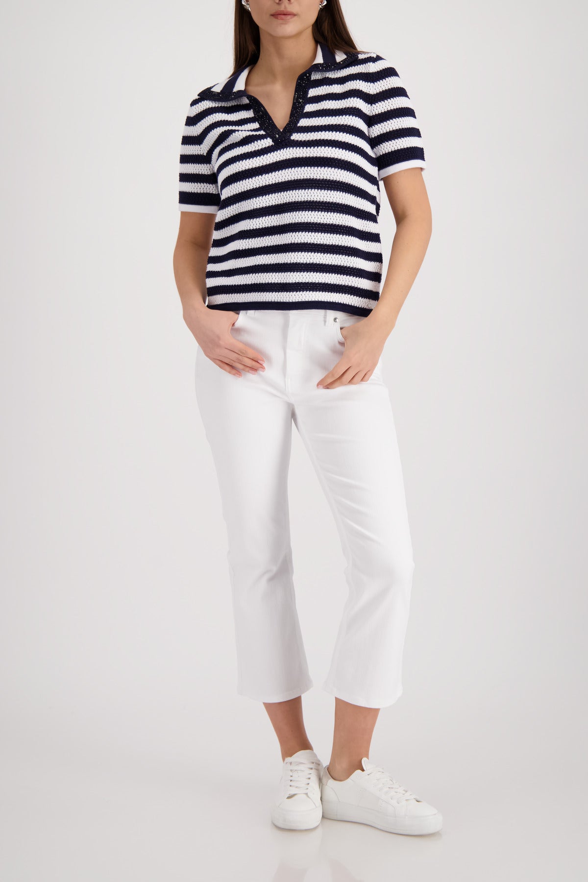 Monari Damen Pullover  Marine Ring