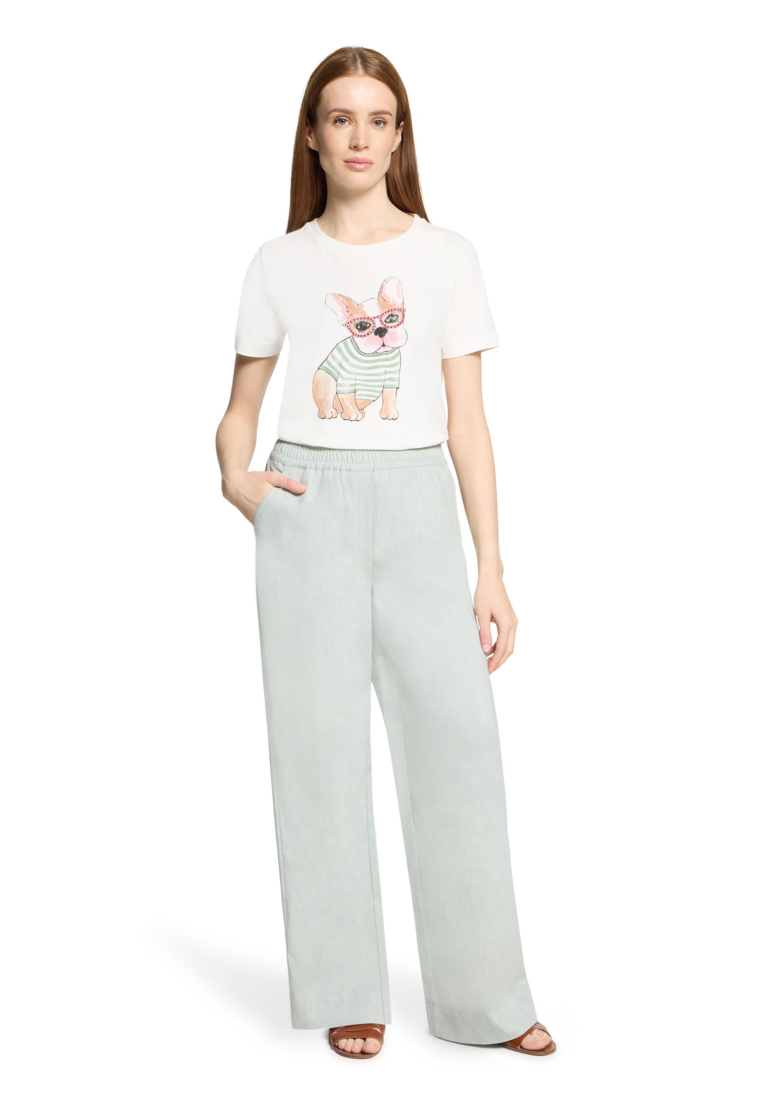 Betty & Co Damen T-Shirts Patch Cream/Gre