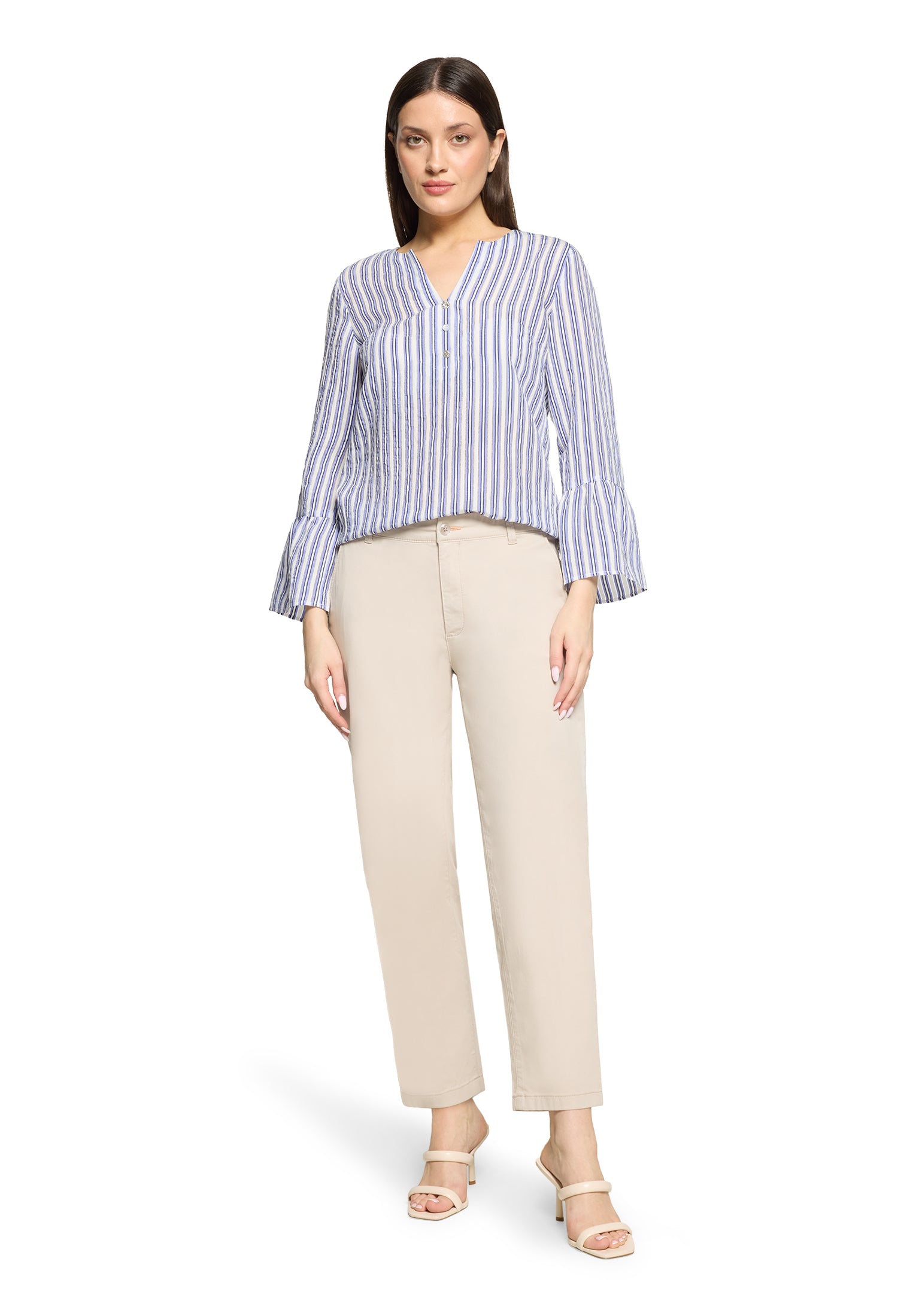 Cartoon Damen Blusen White/Blue