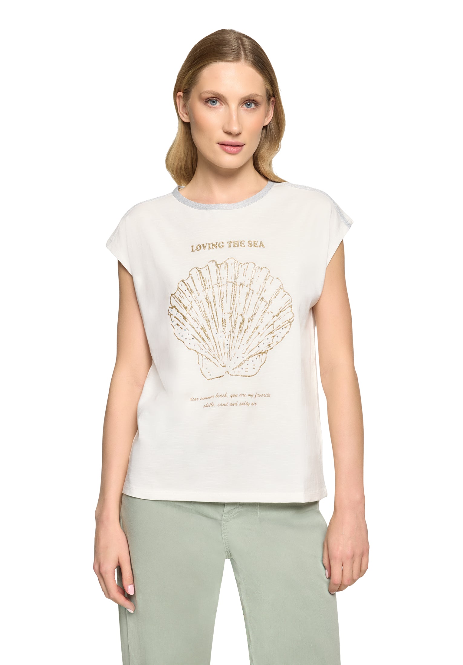 Cartoon Damen T-Shirts Patch Cream/Gol
