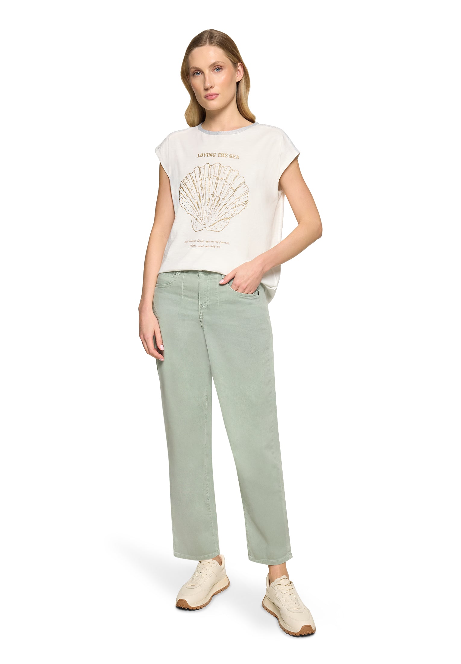 Cartoon Damen T-Shirts Patch Cream/Gol