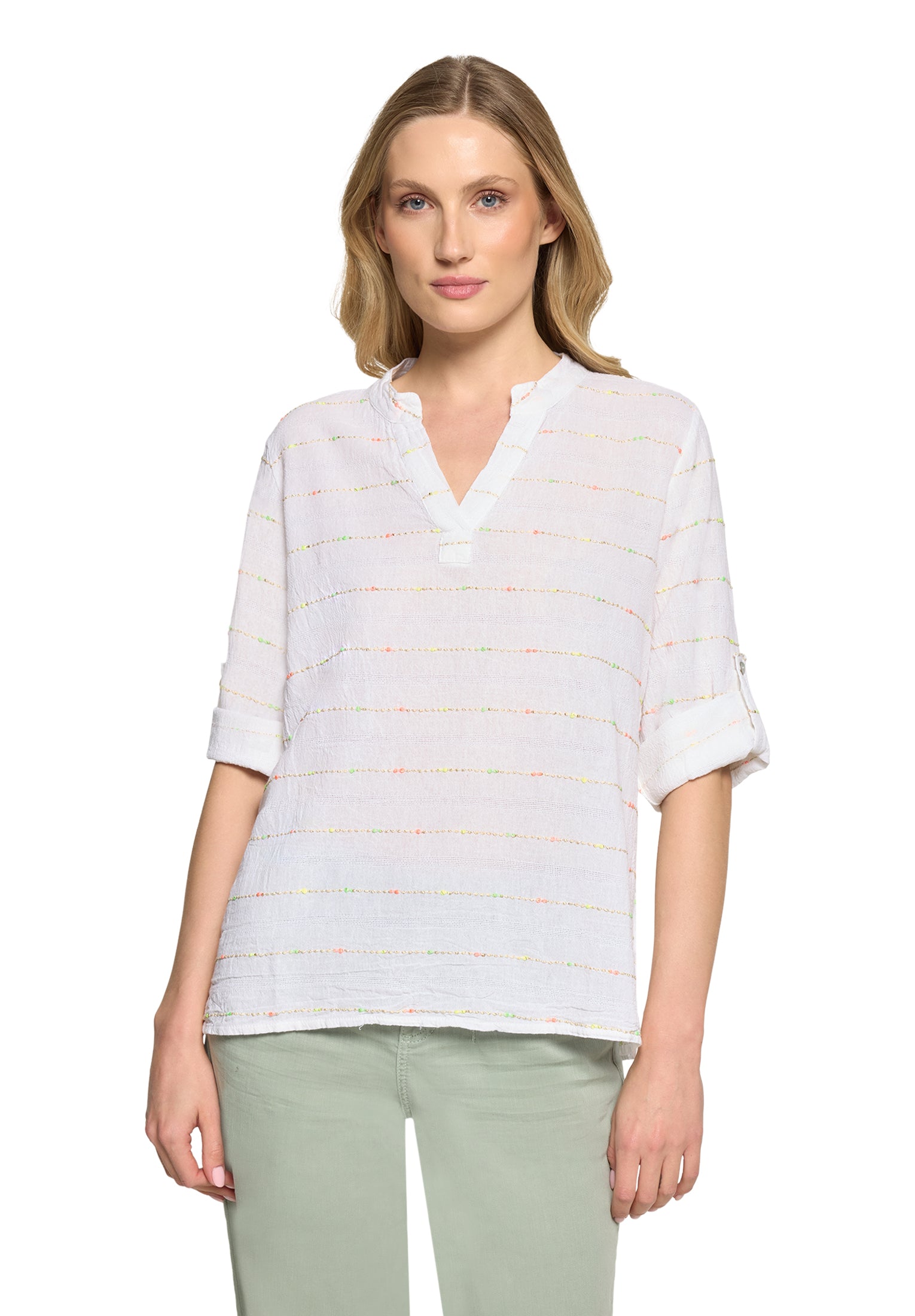 Cartoon Damen Blusen White/Orange