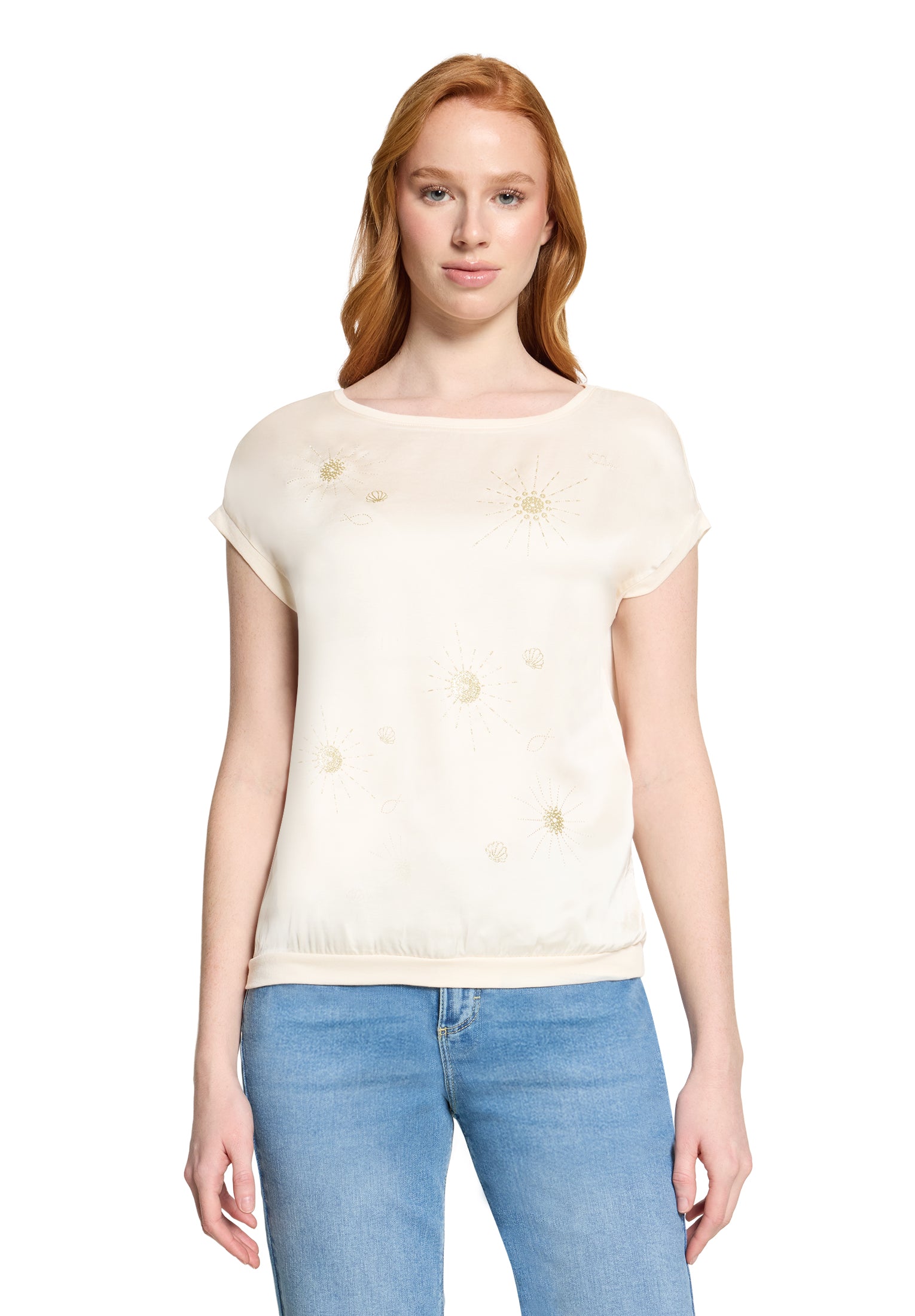 Cartoon Damen T-Shirts Patch Cream/Gol