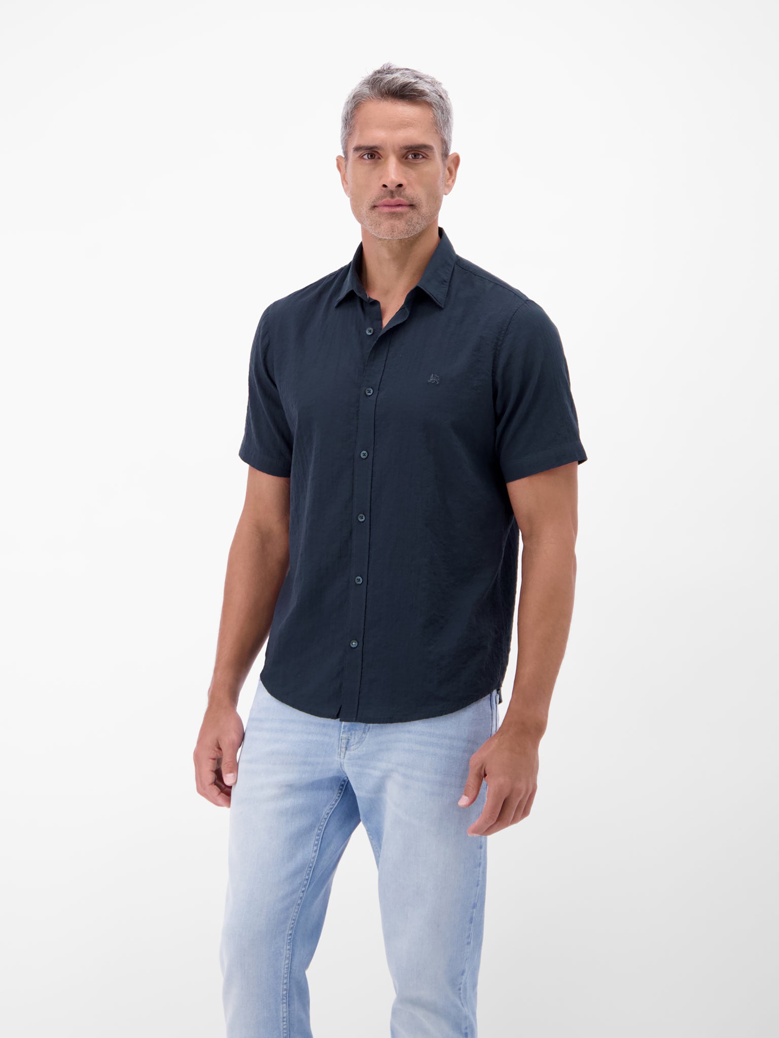 Lerros Herren Hemden kurz Classic Navy