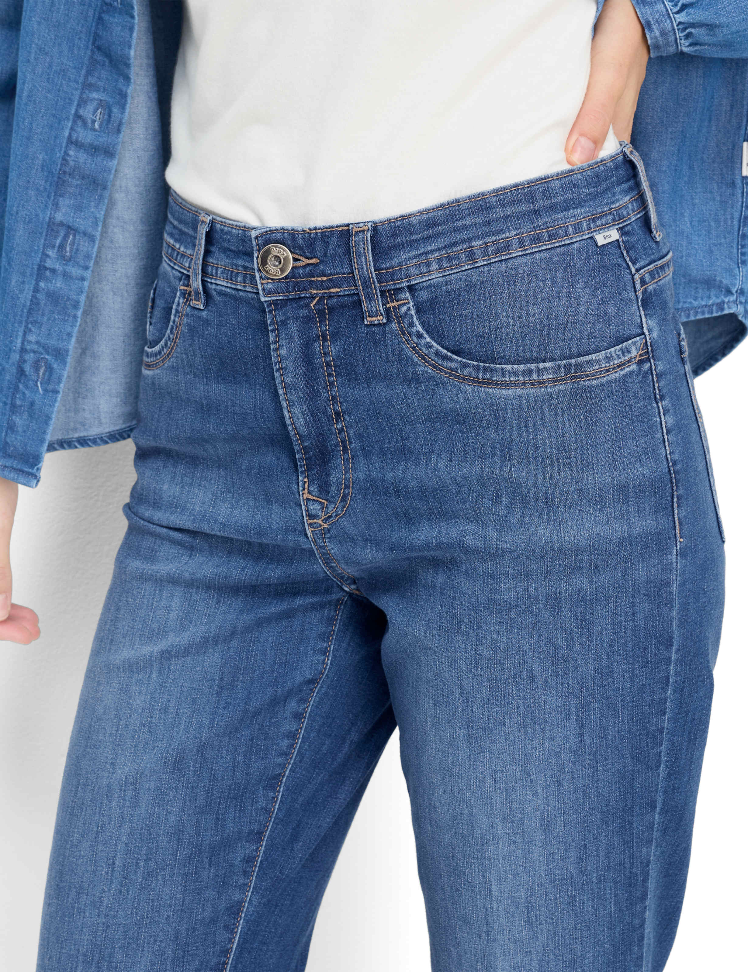 Brax Damen Jeans Used Stone Blue