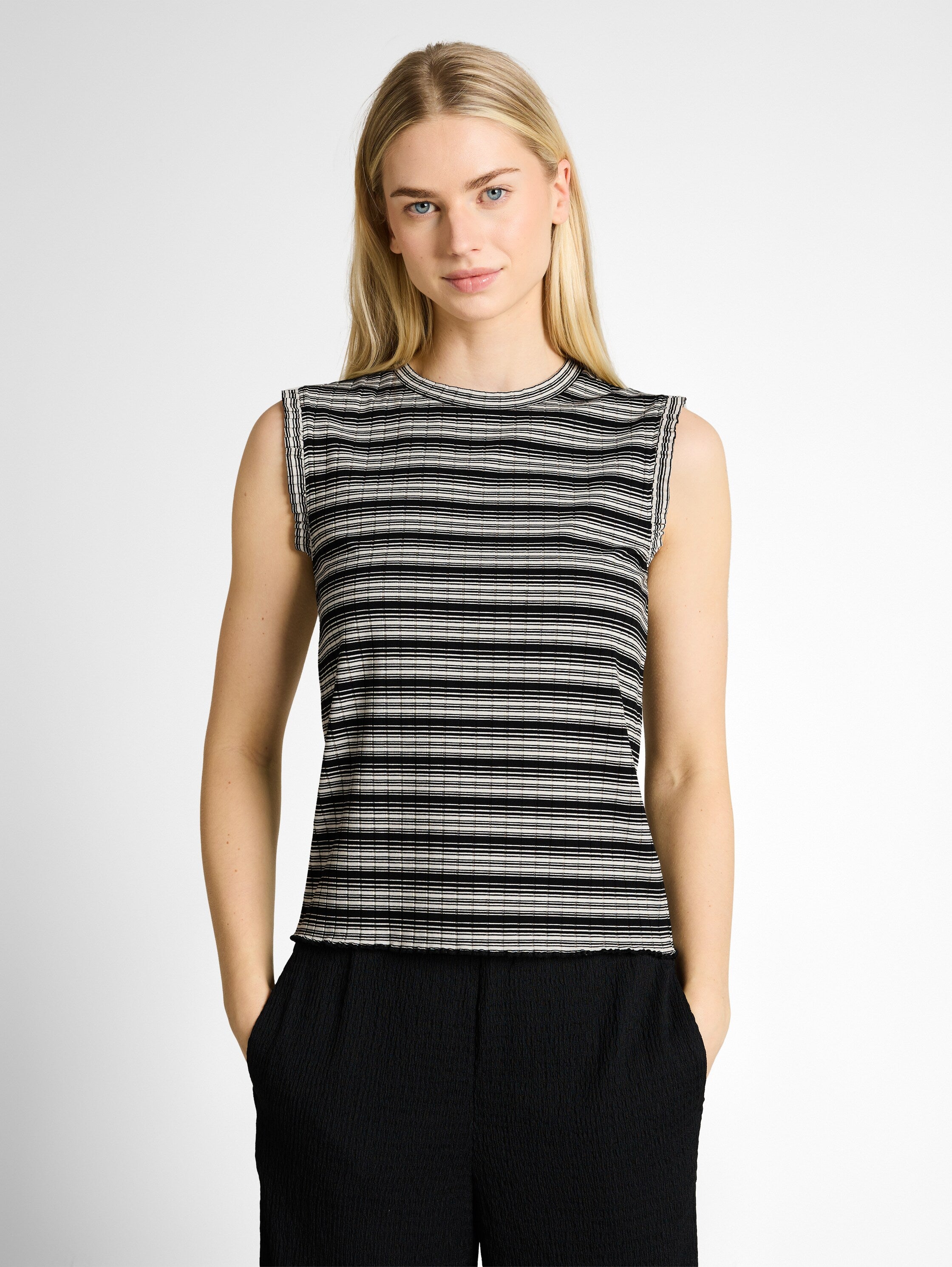 Tom Tailor denim Damen T-Shirts Black White Gra