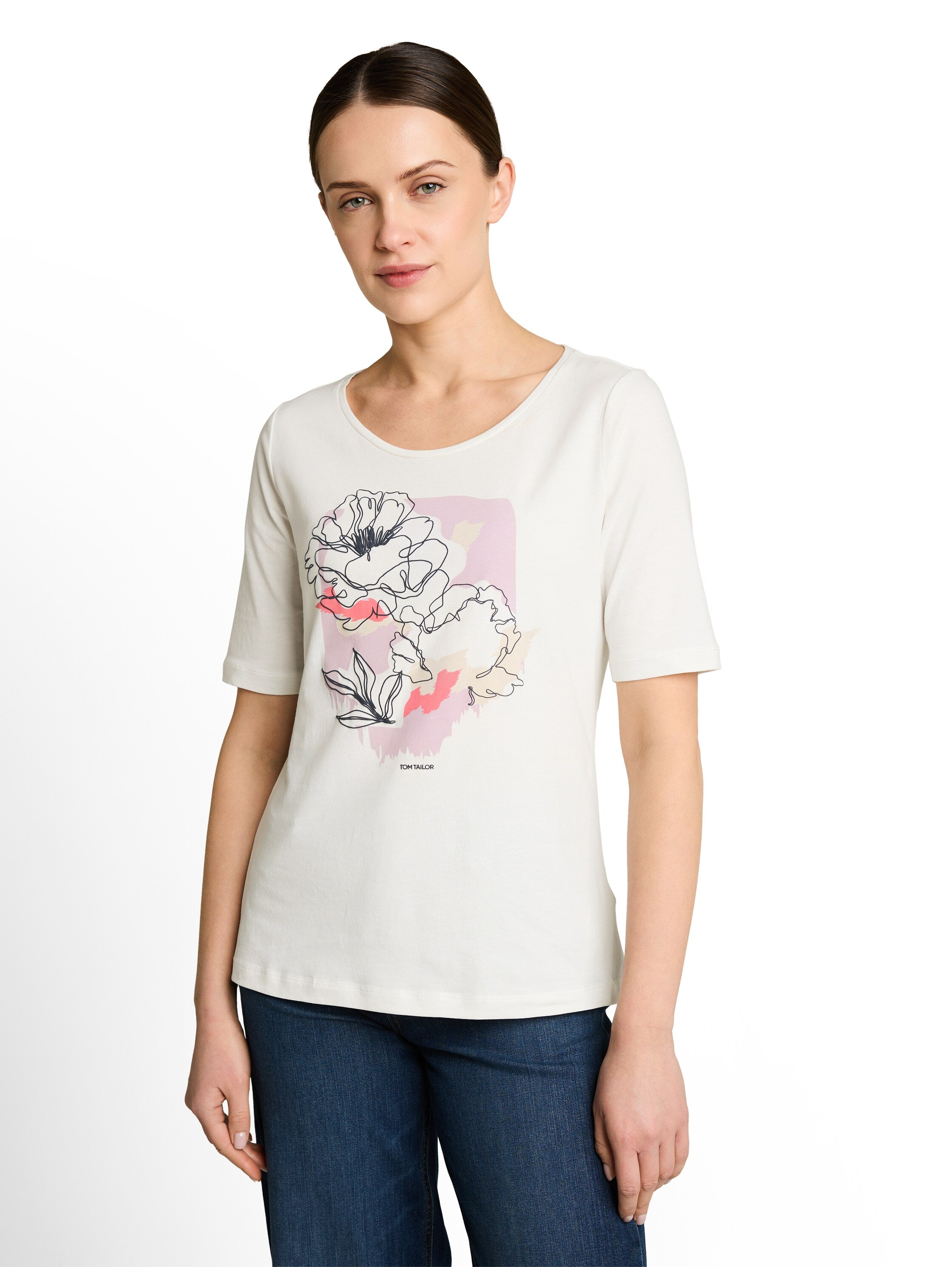 Tom Tailor Damen T-Shirts Whisper White