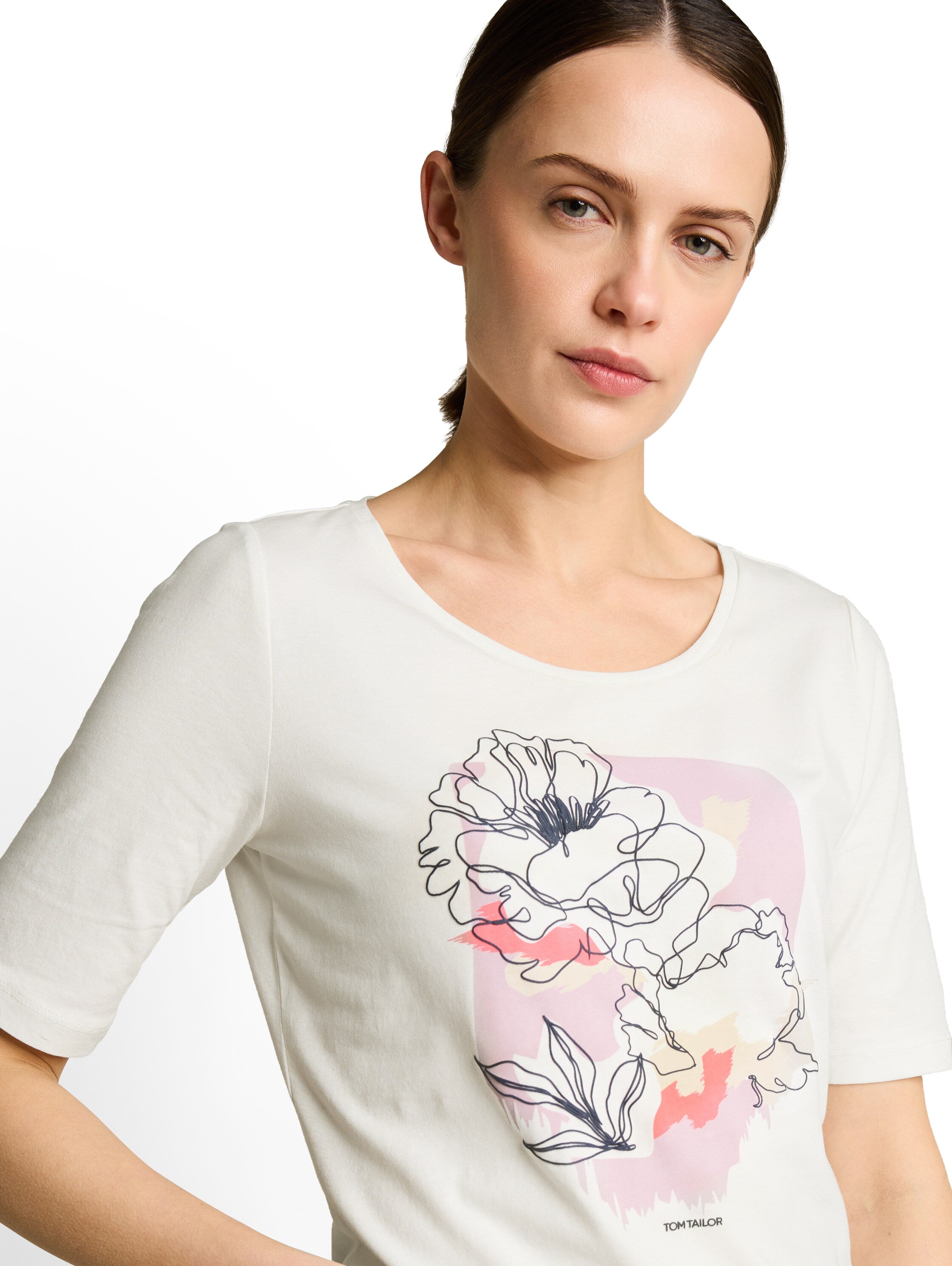 Tom Tailor Damen T-Shirts Whisper White